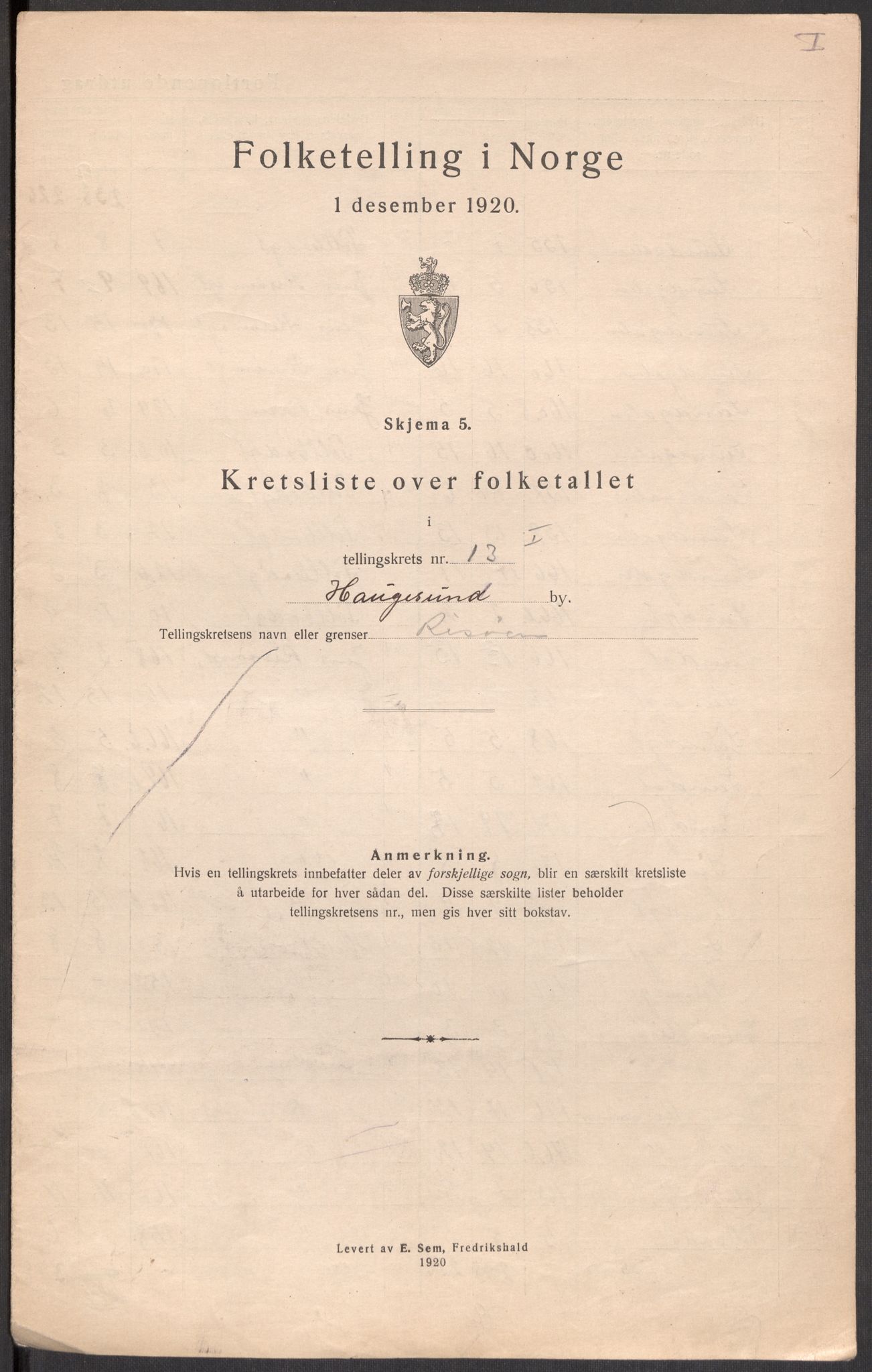 SAST, 1920 census for Haugesund, 1920, p. 60