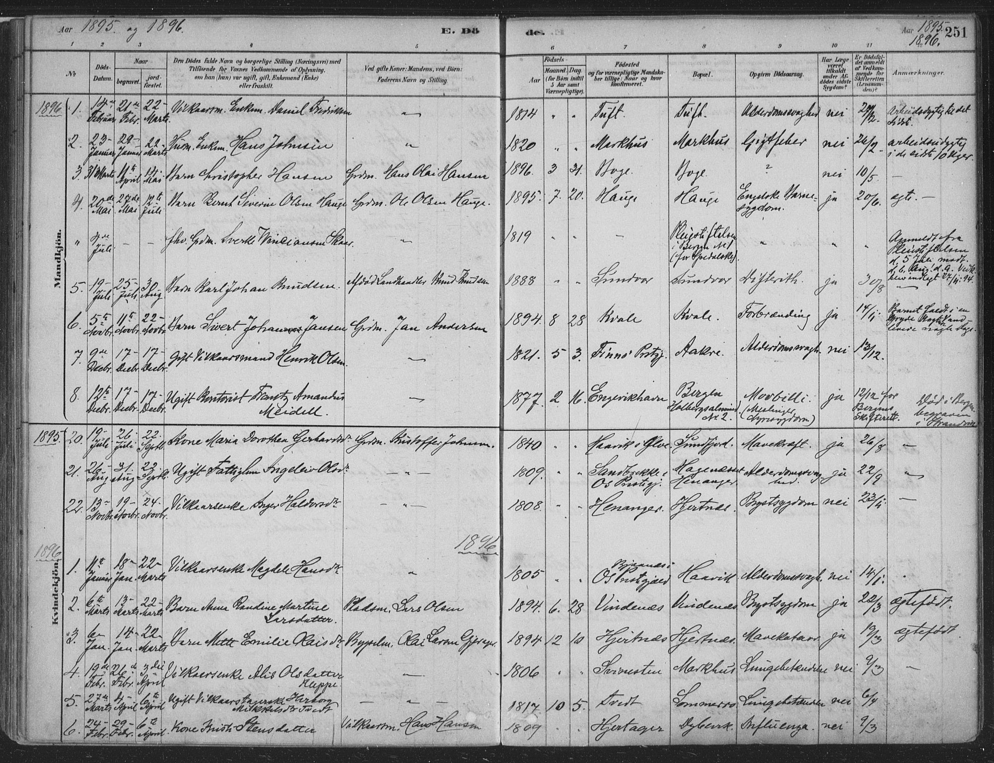 Fusa sokneprestembete, SAB/A-75401/H/Haa: Parish register (official) no. D 1, 1880-1938, p. 251