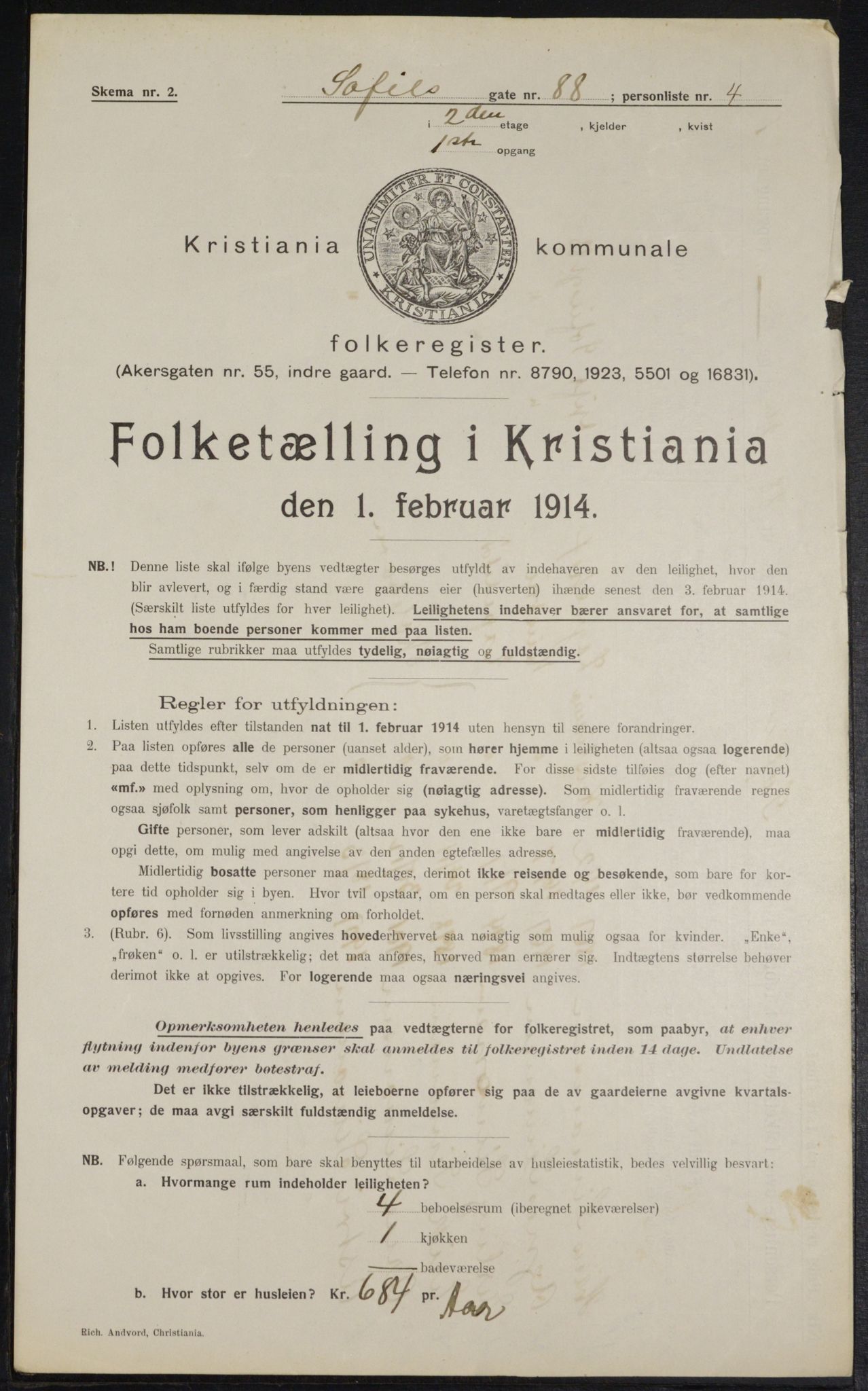 OBA, Municipal Census 1914 for Kristiania, 1914, p. 99199