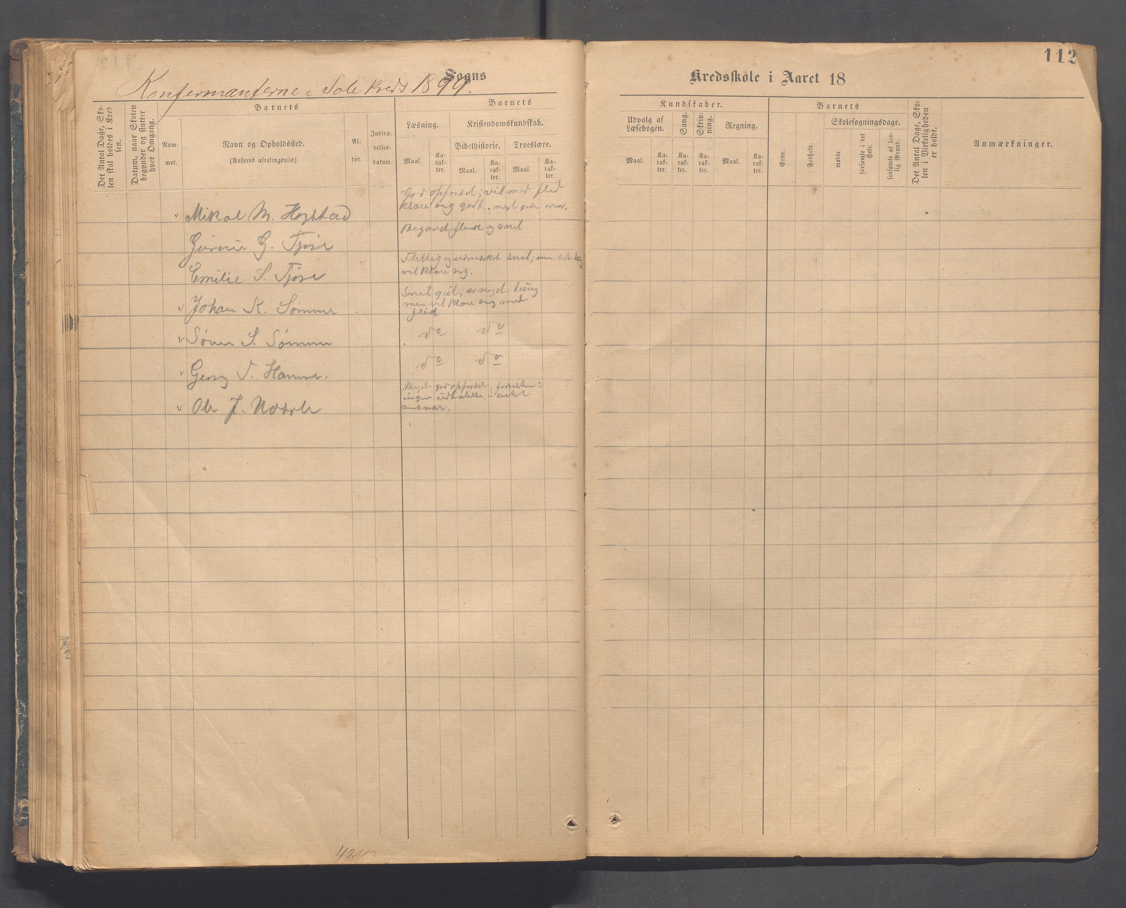 Håland kommune - Sola skole, IKAR/K-102440/F/L0001: Skoleprotokoll, 1877-1889, p. 111b-112a