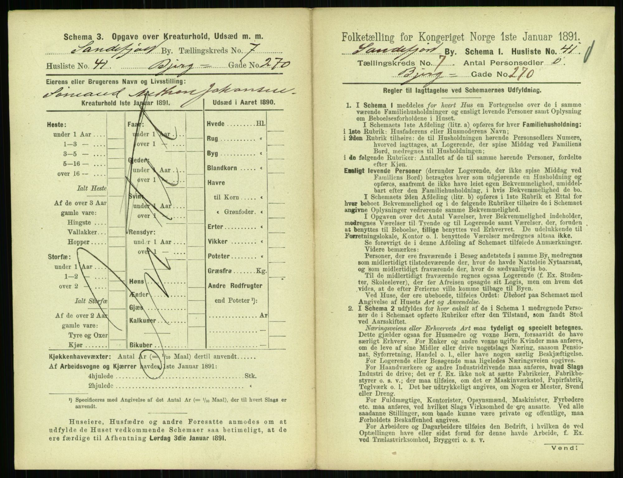 RA, 1891 census for 0706 Sandefjord, 1891, p. 821