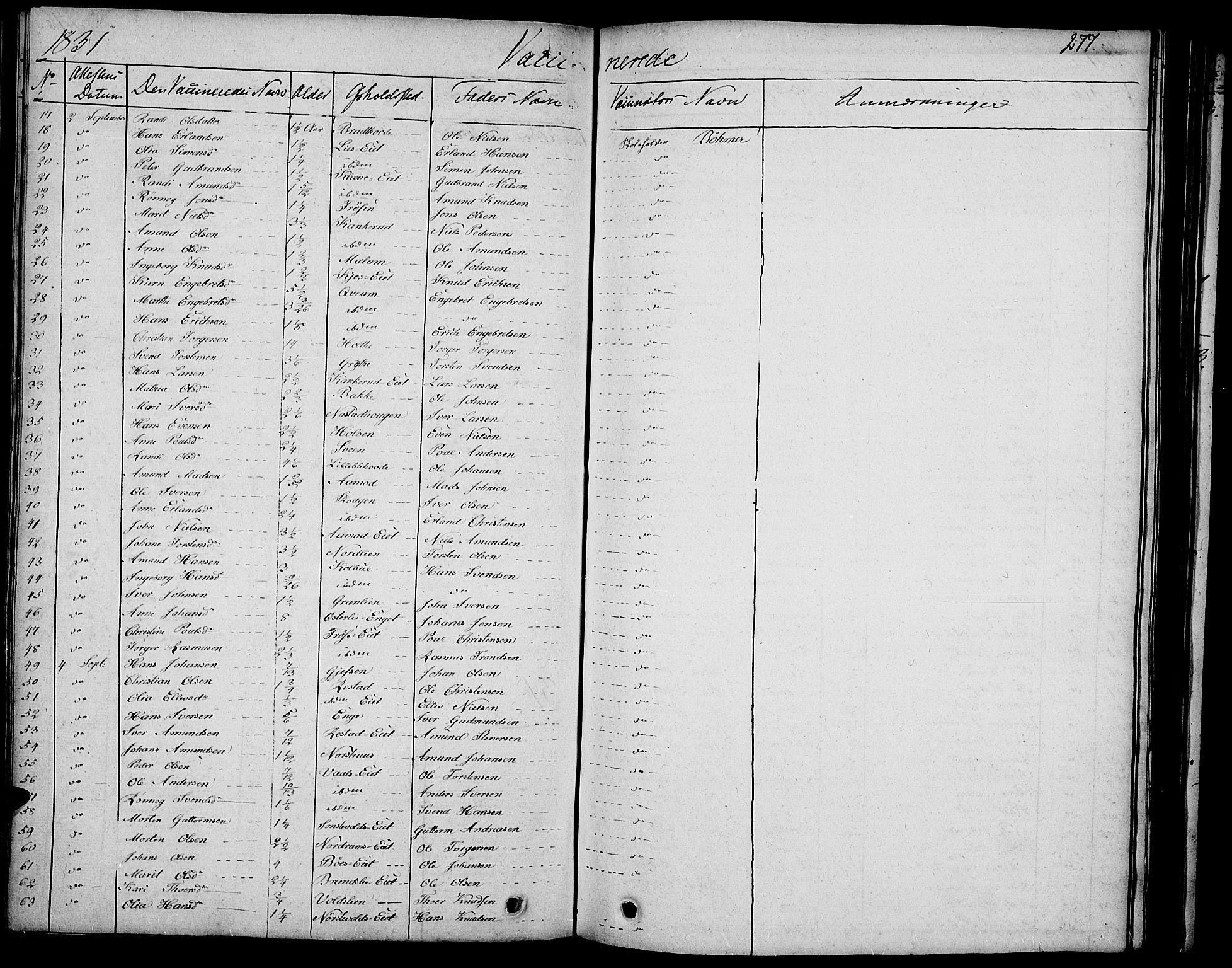 Gausdal prestekontor, SAH/PREST-090/H/Ha/Haa/L0006: Parish register (official) no. 6, 1830-1839, p. 277