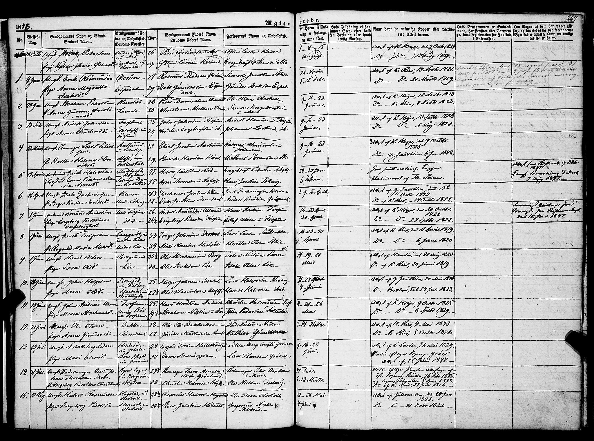 Gjerpen kirkebøker, SAKO/A-265/F/Fa/L0007b: Parish register (official) no. I 7B, 1834-1857, p. 267