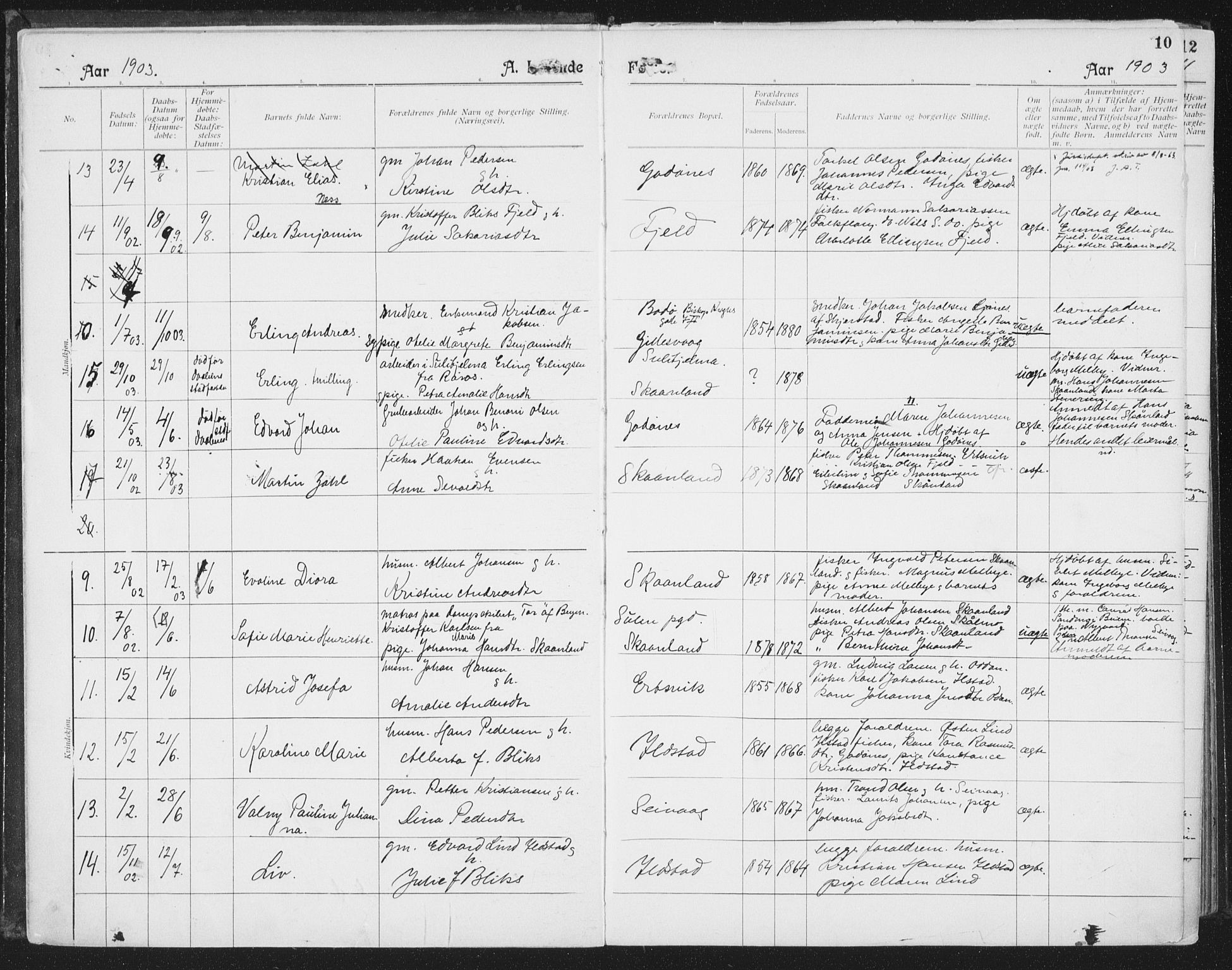 Ministerialprotokoller, klokkerbøker og fødselsregistre - Nordland, AV/SAT-A-1459/804/L0081: Parish register (official) no. 804A02, 1901-1915, p. 10