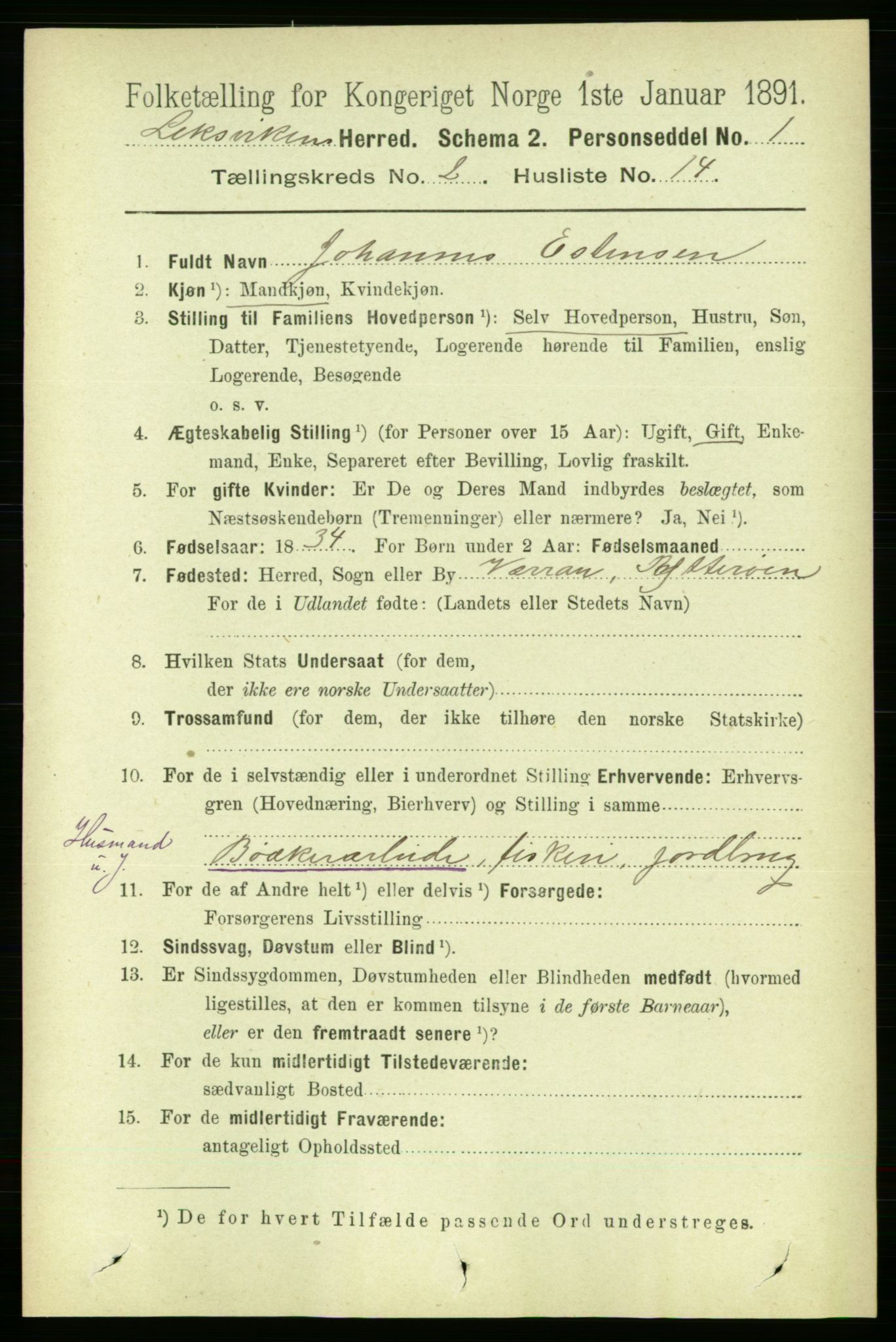 RA, 1891 census for 1718 Leksvik, 1891, p. 740