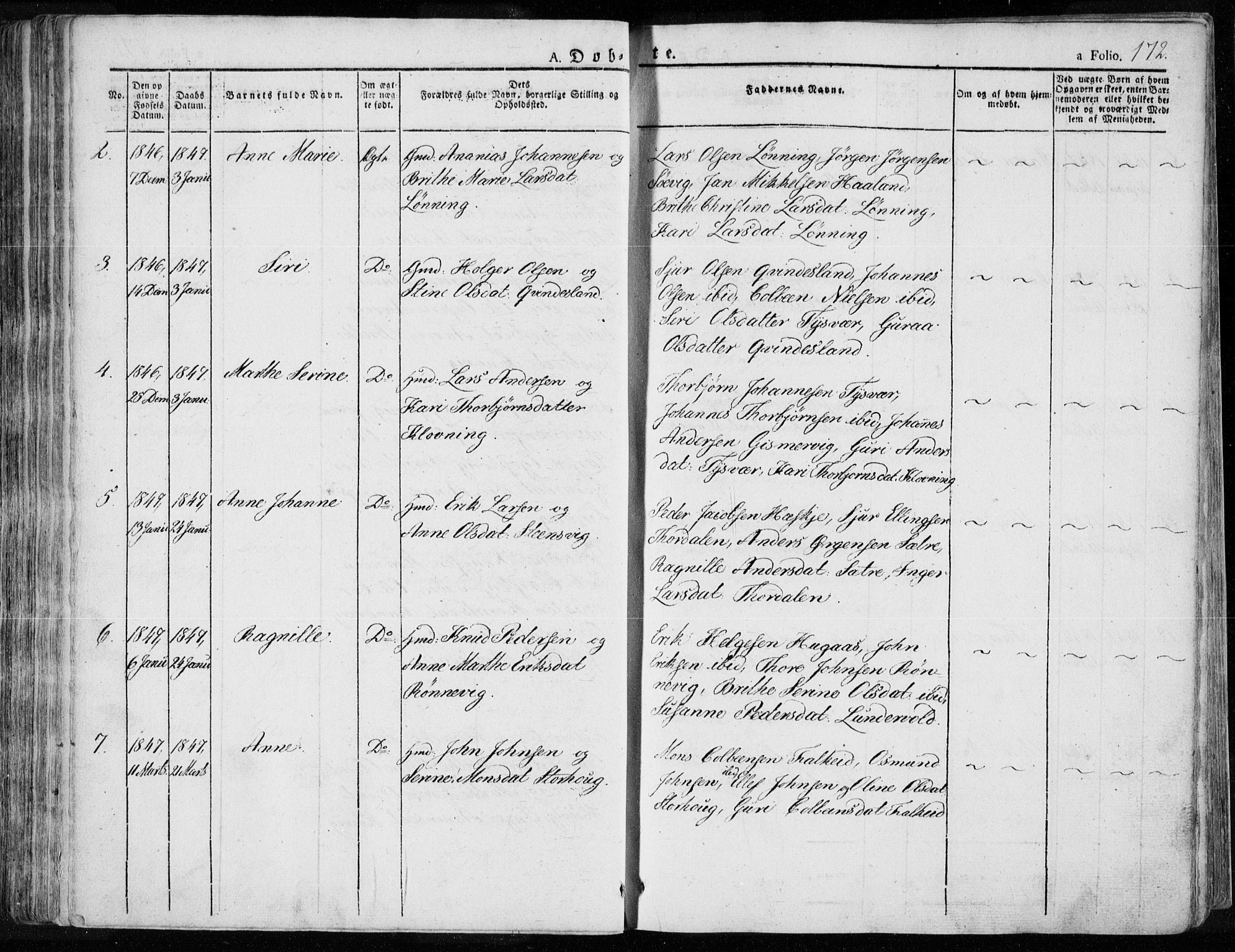 Tysvær sokneprestkontor, AV/SAST-A -101864/H/Ha/Haa/L0001: Parish register (official) no. A 1.1, 1831-1856, p. 172