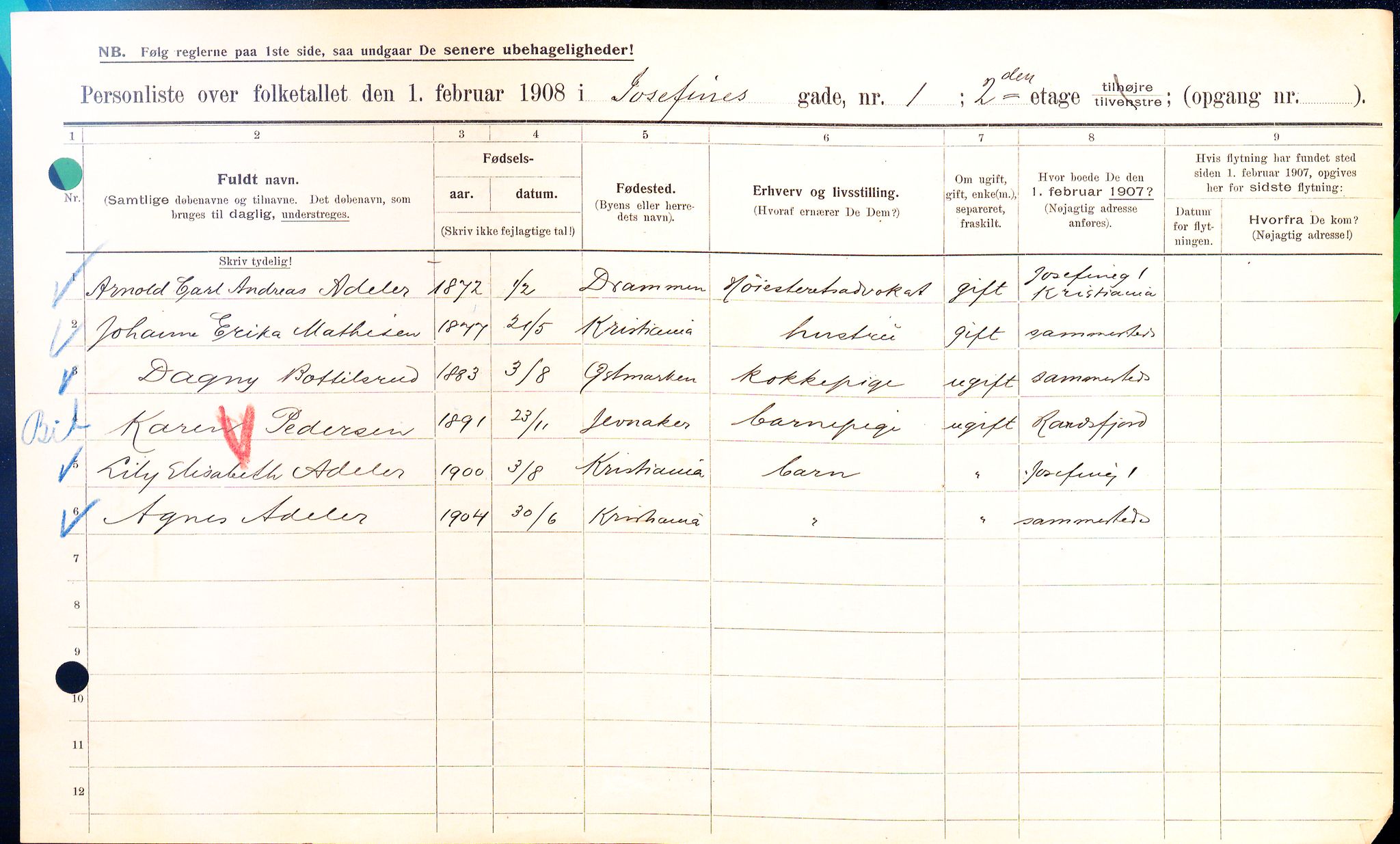 OBA, Municipal Census 1908 for Kristiania, 1908, p. 42282