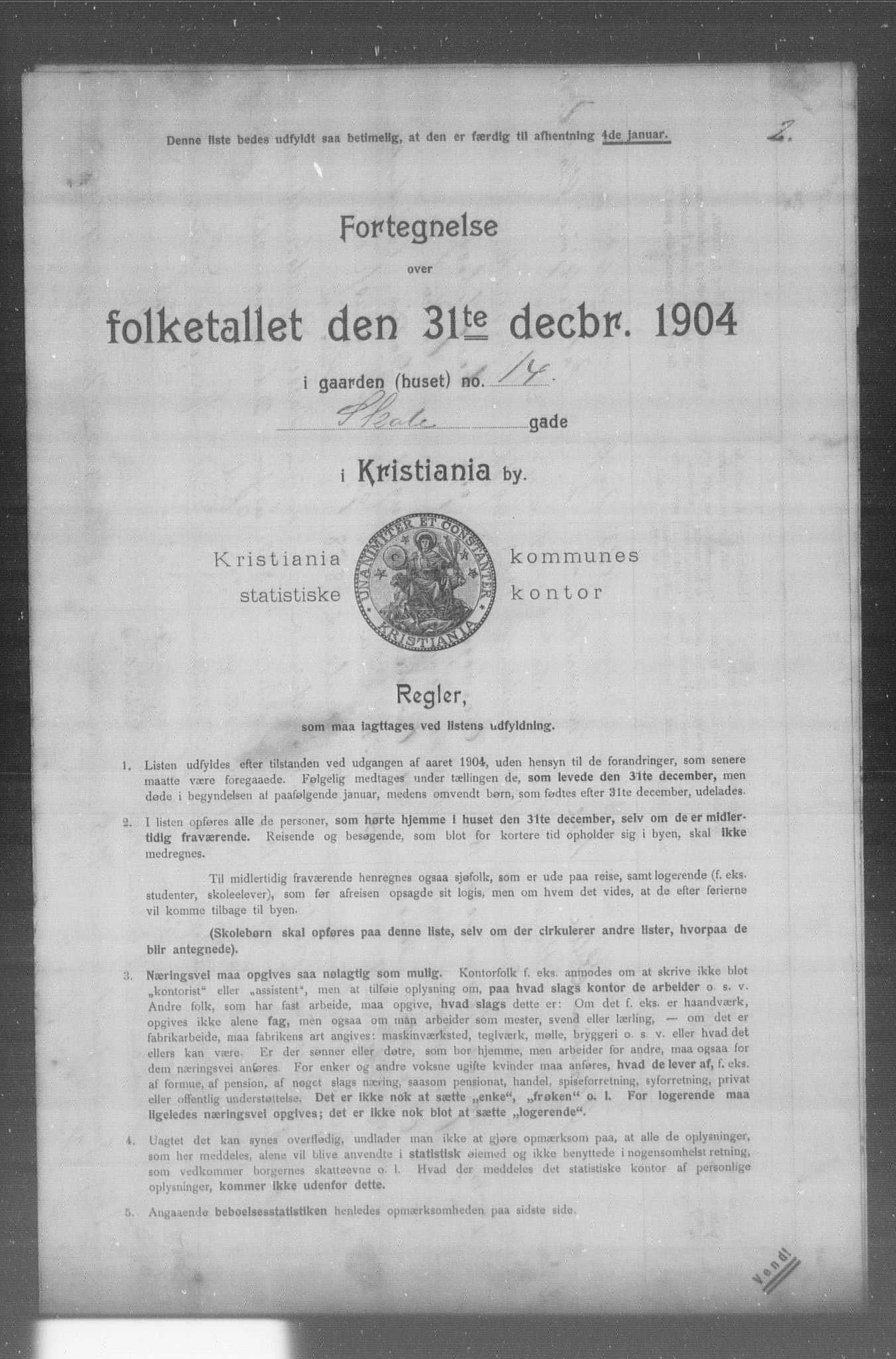 OBA, Municipal Census 1904 for Kristiania, 1904, p. 18304