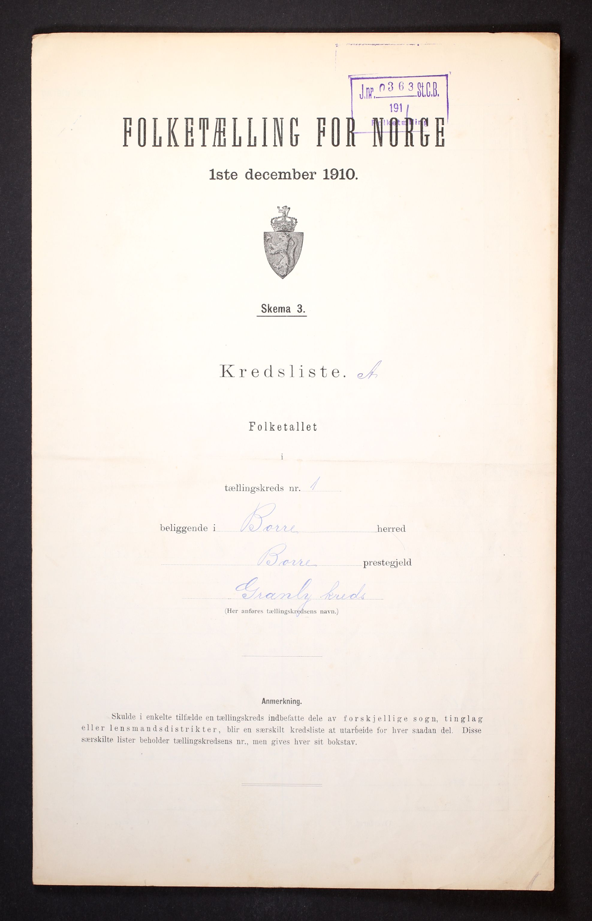 RA, 1910 census for Borre, 1910, p. 4