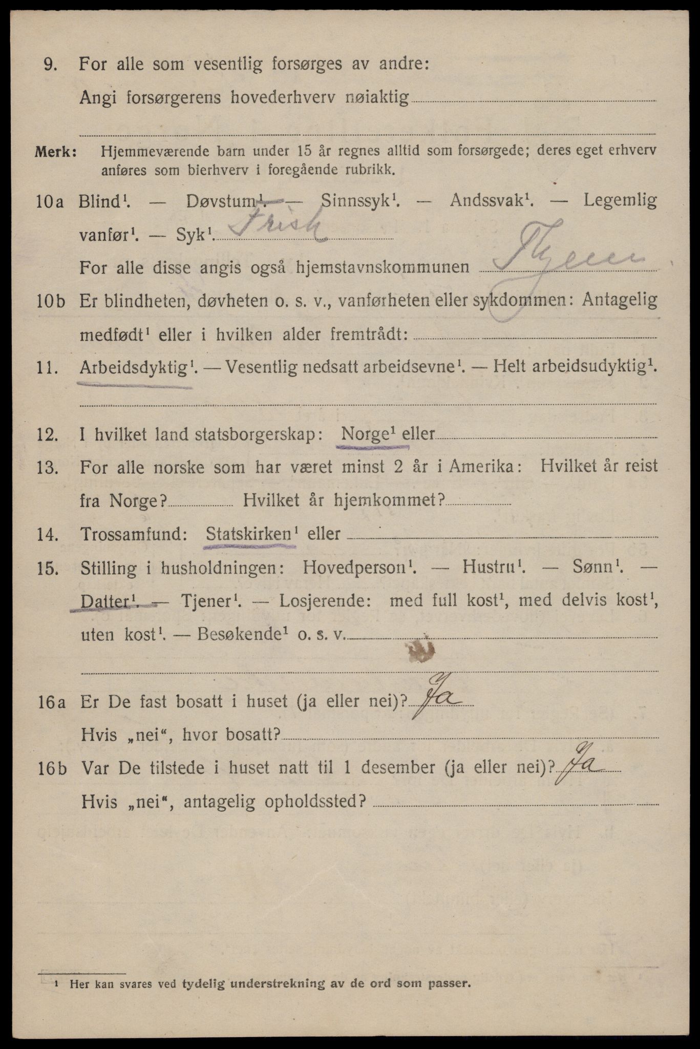 SAT, 1920 census for Trondheim, 1920, p. 129813