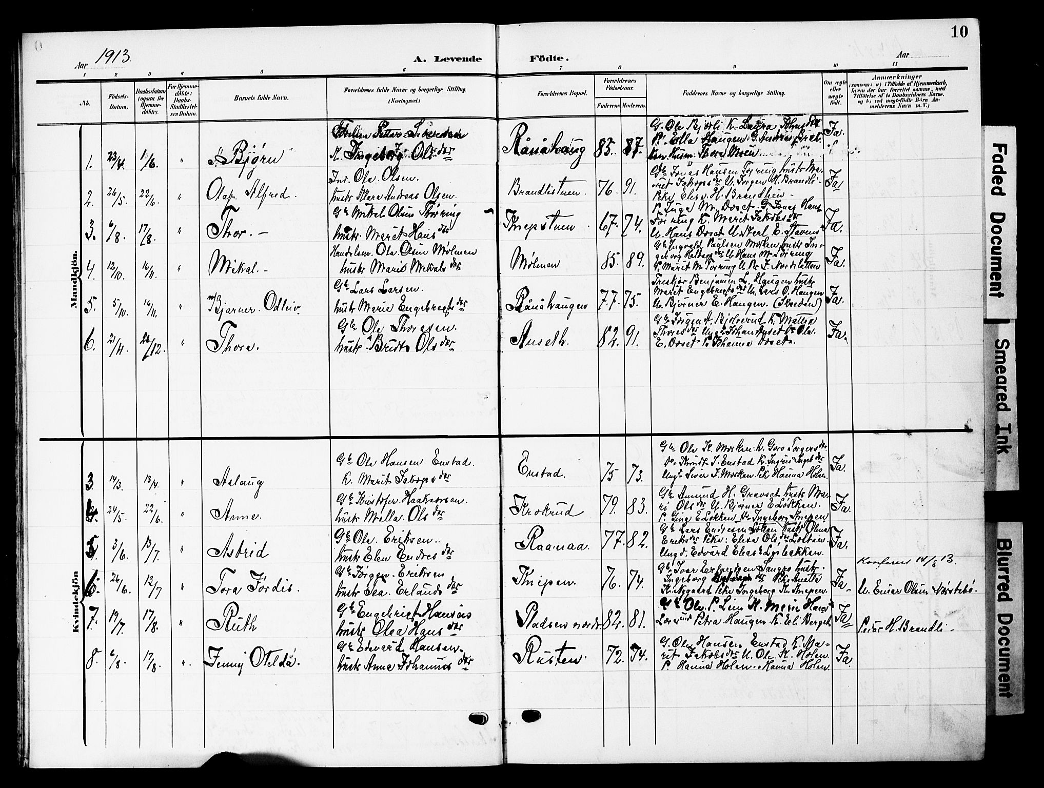 Lesja prestekontor, AV/SAH-PREST-068/H/Ha/Hab/L0008: Parish register (copy) no. 8, 1905-1931, p. 10