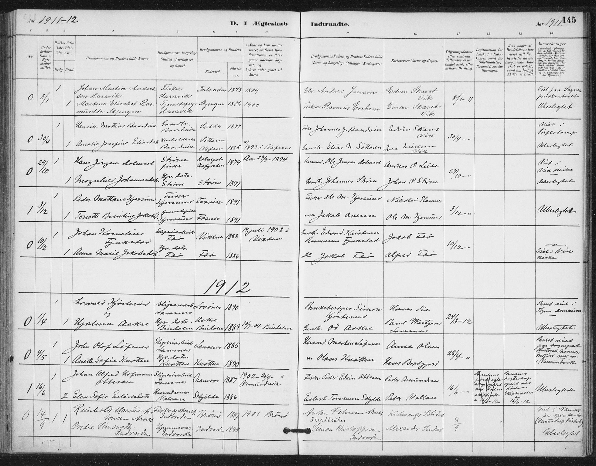 Ministerialprotokoller, klokkerbøker og fødselsregistre - Nord-Trøndelag, SAT/A-1458/772/L0603: Parish register (official) no. 772A01, 1885-1912, p. 145