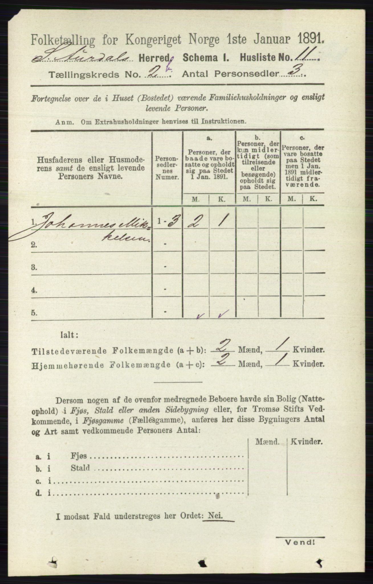 RA, 1891 census for 0540 Sør-Aurdal, 1891, p. 1446