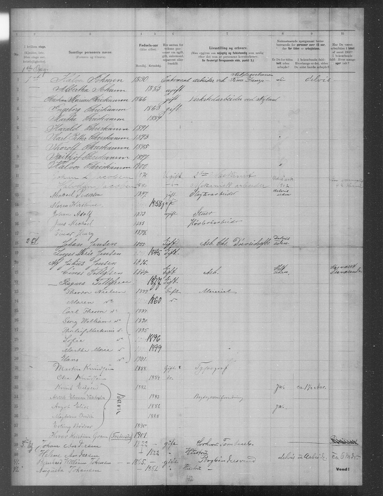 OBA, Municipal Census 1902 for Kristiania, 1902, p. 109