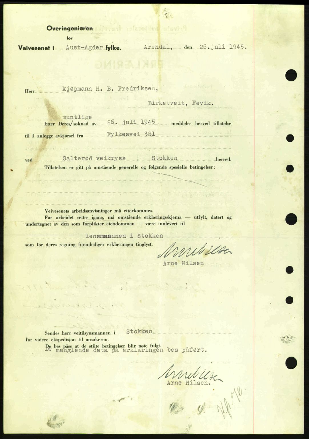 Nedenes sorenskriveri, AV/SAK-1221-0006/G/Gb/Gba/L0053: Mortgage book no. A6b, 1945-1945, Diary no: : 677/1945