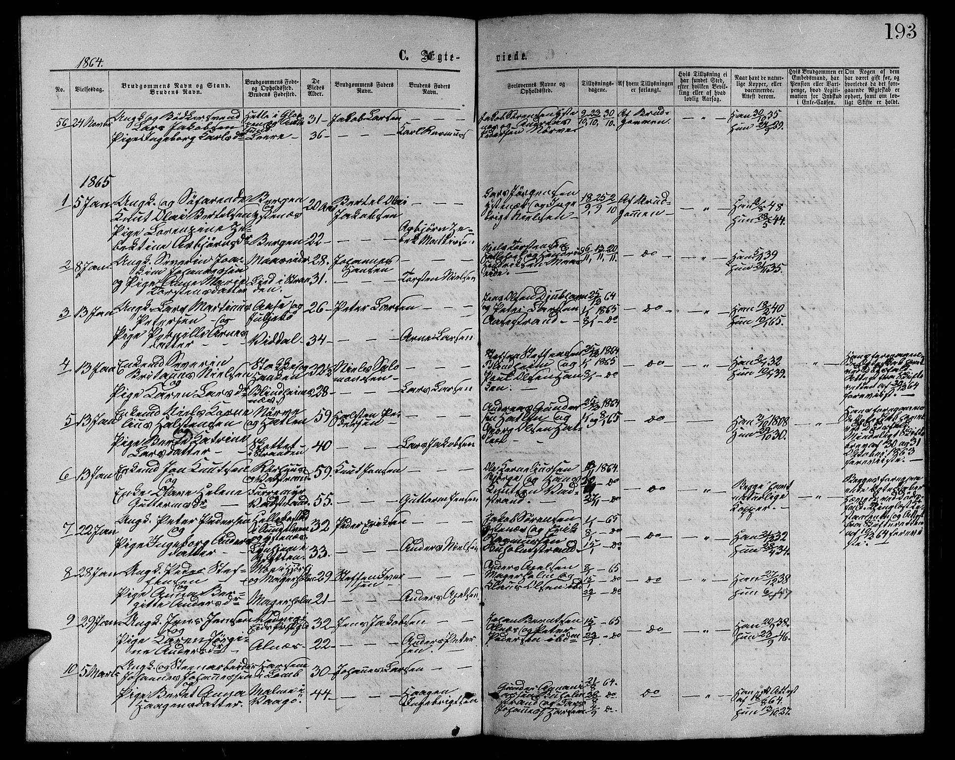 Ministerialprotokoller, klokkerbøker og fødselsregistre - Møre og Romsdal, AV/SAT-A-1454/528/L0428: Parish register (copy) no. 528C09, 1864-1880, p. 193