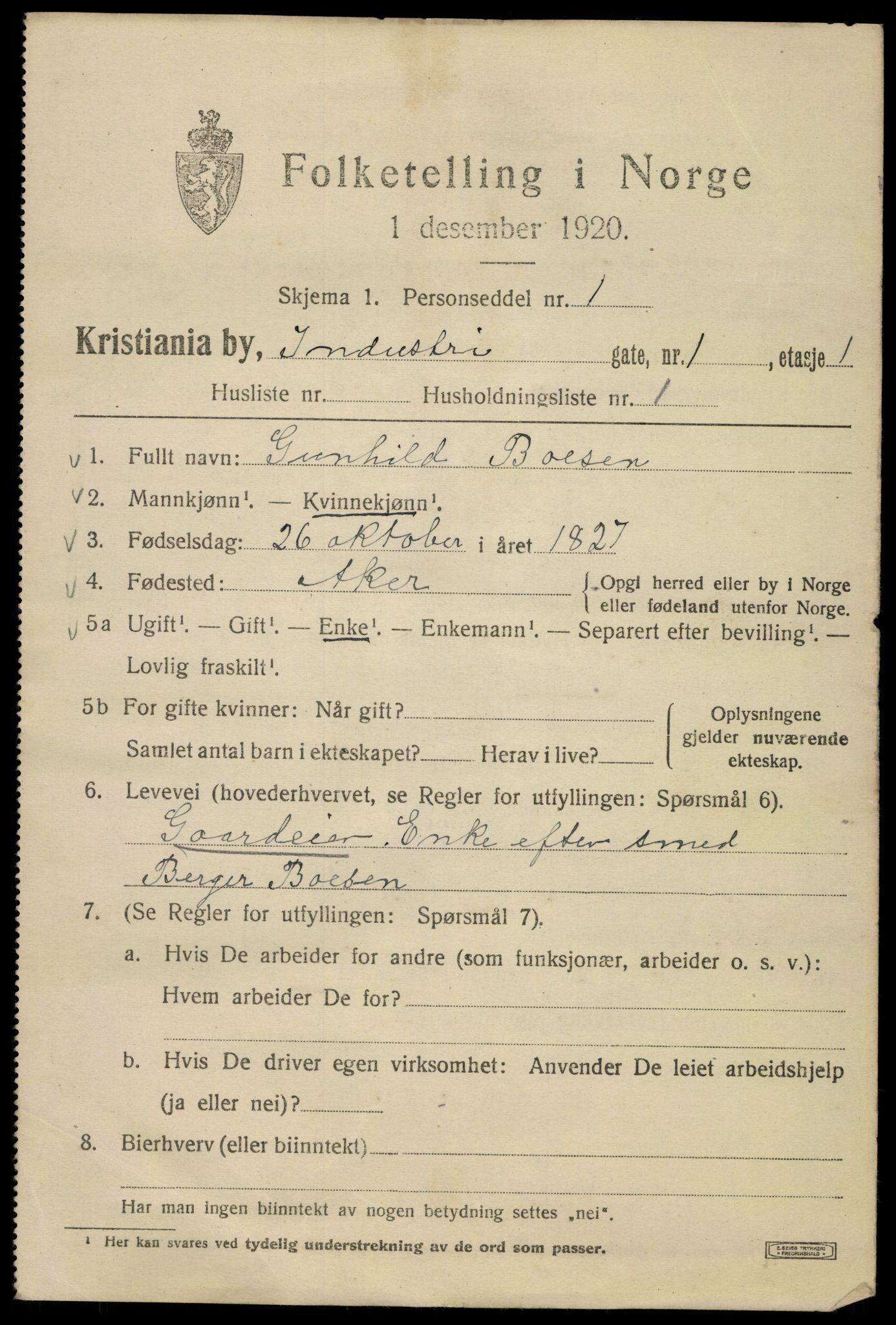 SAO, 1920 census for Kristiania, 1920, p. 307499