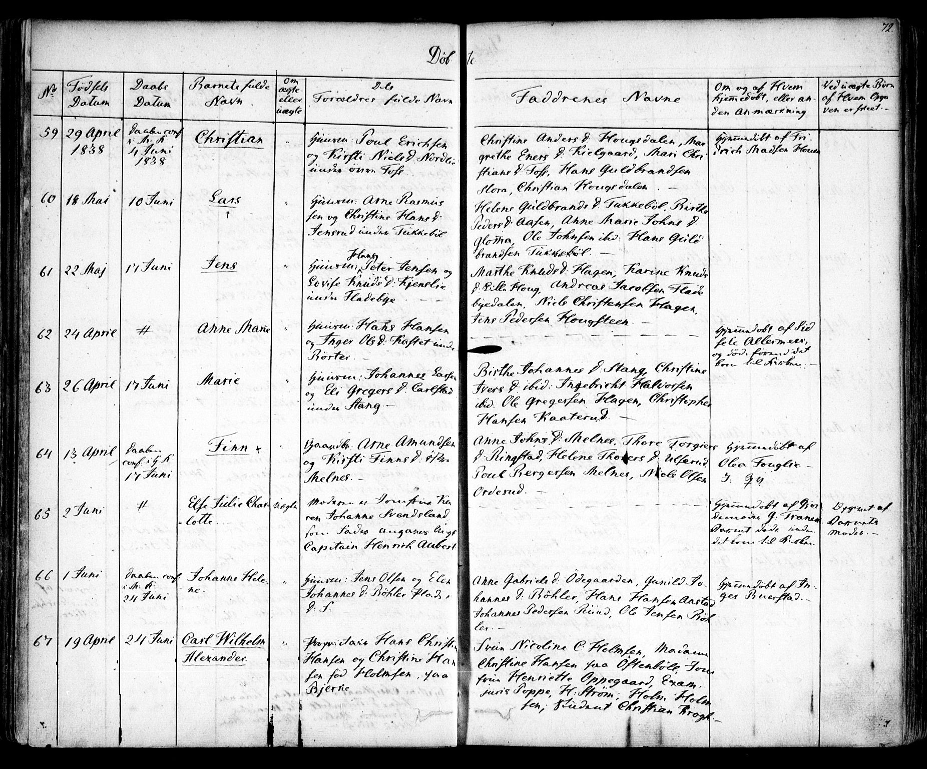Enebakk prestekontor Kirkebøker, SAO/A-10171c/F/Fa/L0009: Parish register (official) no. I 9, 1832-1861, p. 72