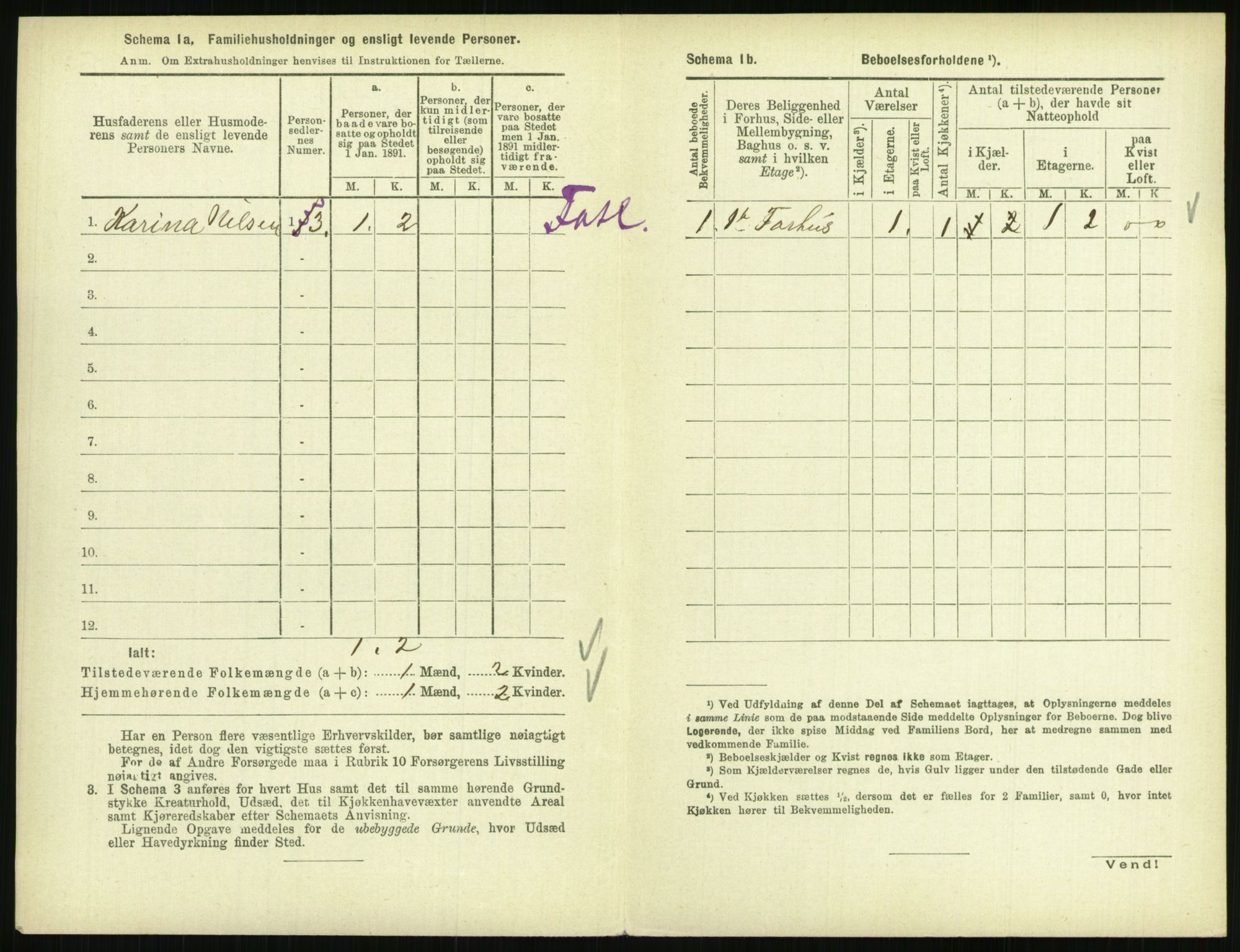 RA, 1891 census for 0801 Kragerø, 1891, p. 1455