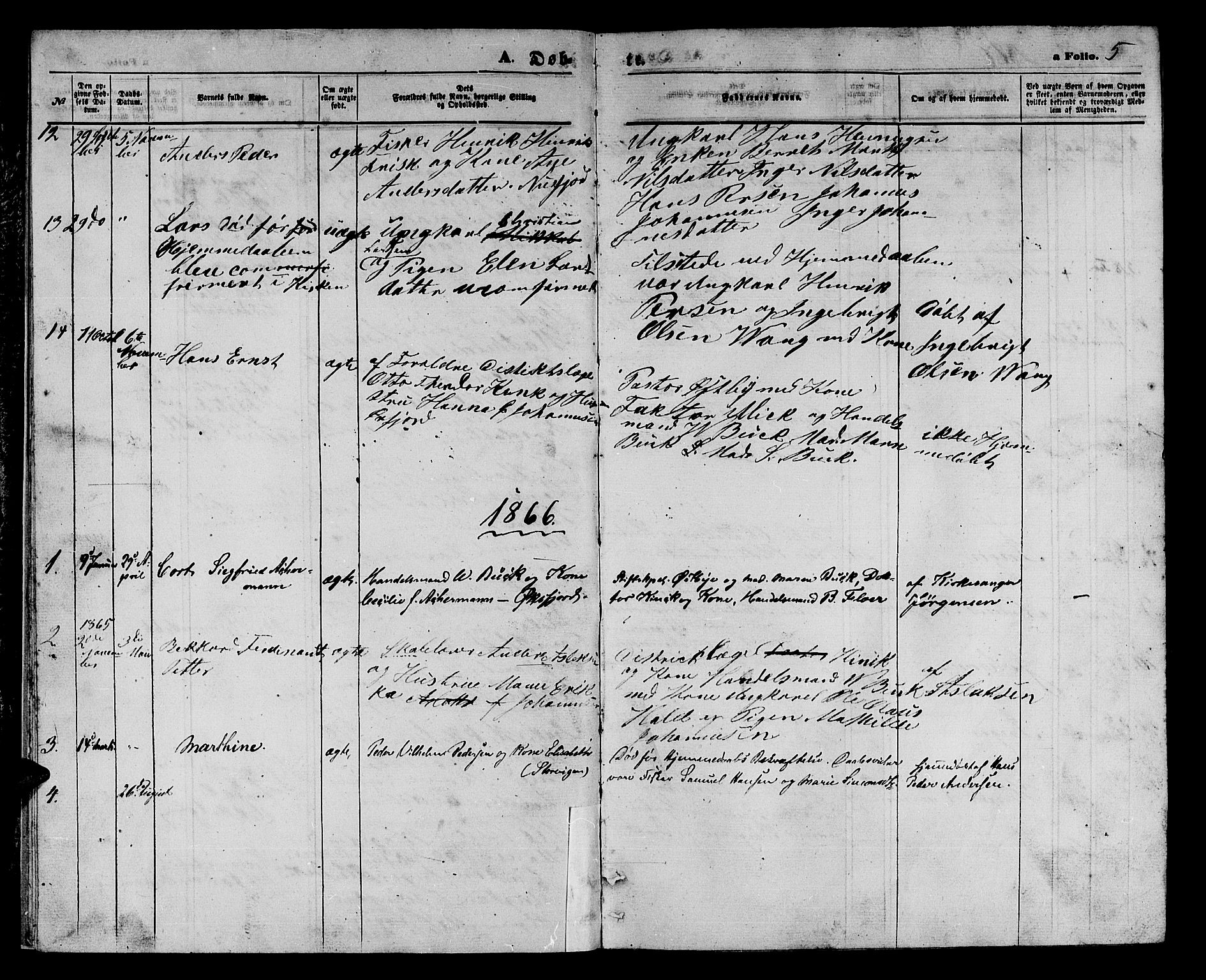 Loppa sokneprestkontor, SATØ/S-1339/H/Hb/L0004klokker: Parish register (copy) no. 4, 1864-1880, p. 5