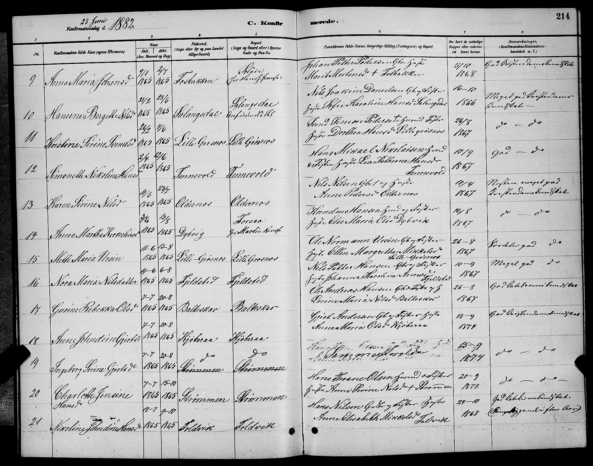 Ibestad sokneprestembete, AV/SATØ-S-0077/H/Ha/Hab/L0007klokker: Parish register (copy) no. 7, 1879-1889, p. 214