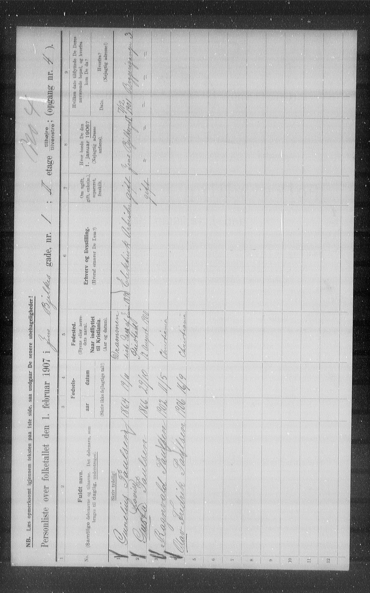 OBA, Municipal Census 1907 for Kristiania, 1907, p. 23242