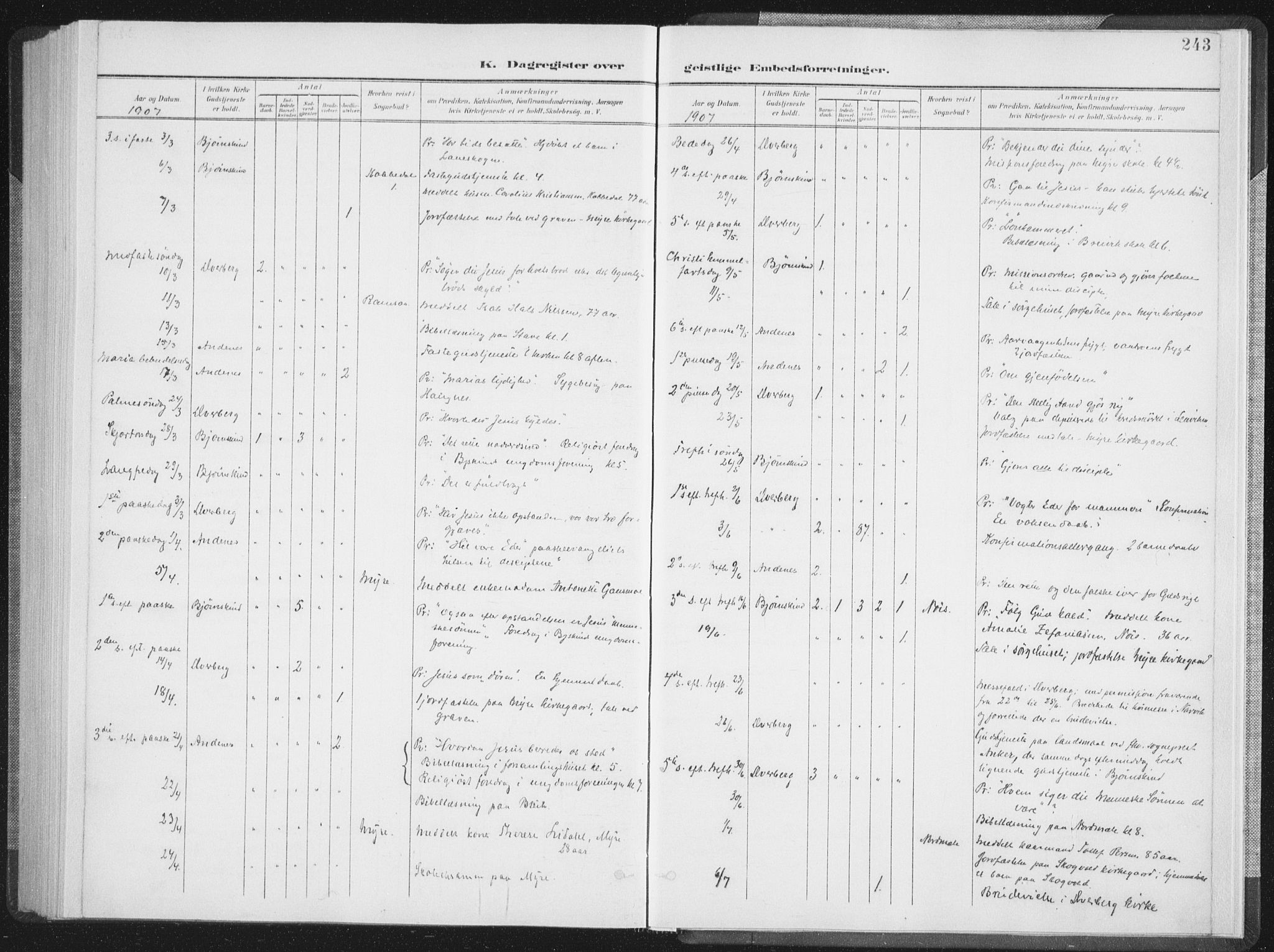 Ministerialprotokoller, klokkerbøker og fødselsregistre - Nordland, AV/SAT-A-1459/897/L1400: Parish register (official) no. 897A07, 1897-1908, p. 243