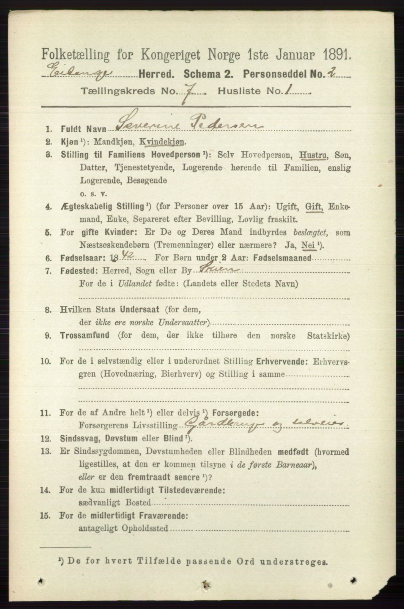 RA, 1891 census for 0813 Eidanger, 1891, p. 2752