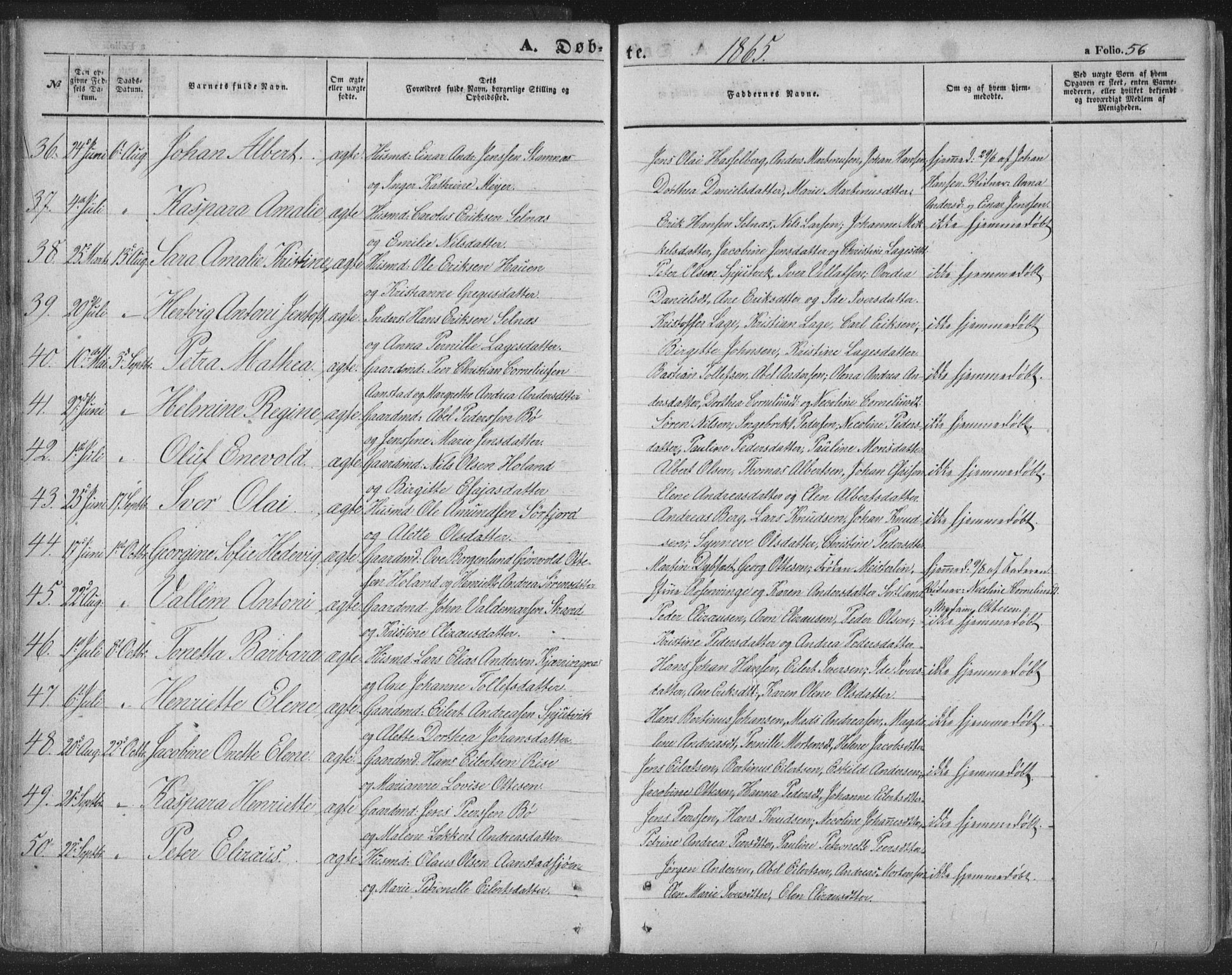 Ministerialprotokoller, klokkerbøker og fødselsregistre - Nordland, AV/SAT-A-1459/895/L1369: Parish register (official) no. 895A04, 1852-1872, p. 56