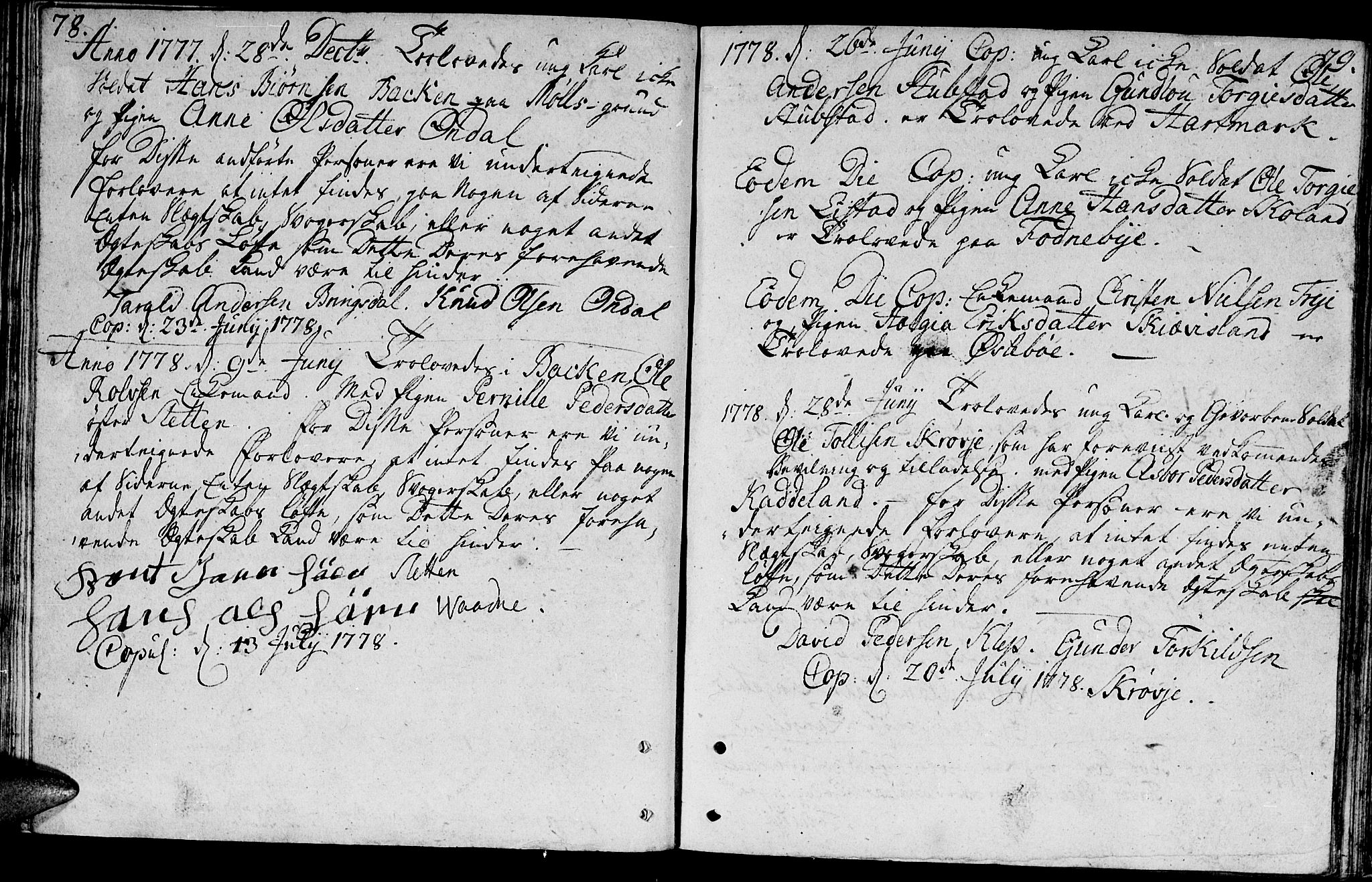 Holum sokneprestkontor, SAK/1111-0022/F/Fa/Faa/L0001: Parish register (official) no. A 1, 1750-1802, p. 78-79