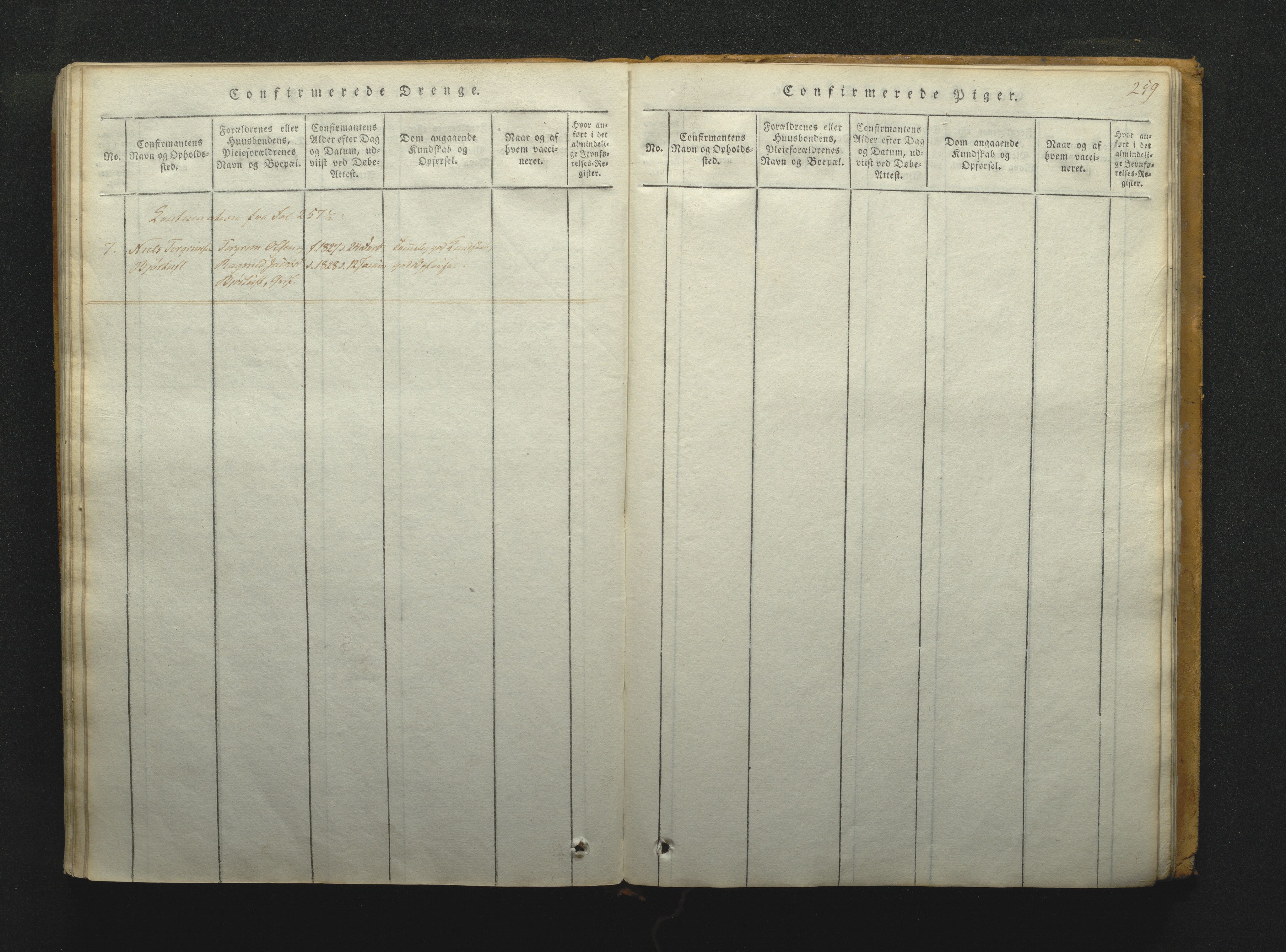 Tinn kirkebøker, SAKO/A-308/F/Fb/L0001: Parish register (official) no. II 1, 1815-1843, p. 259