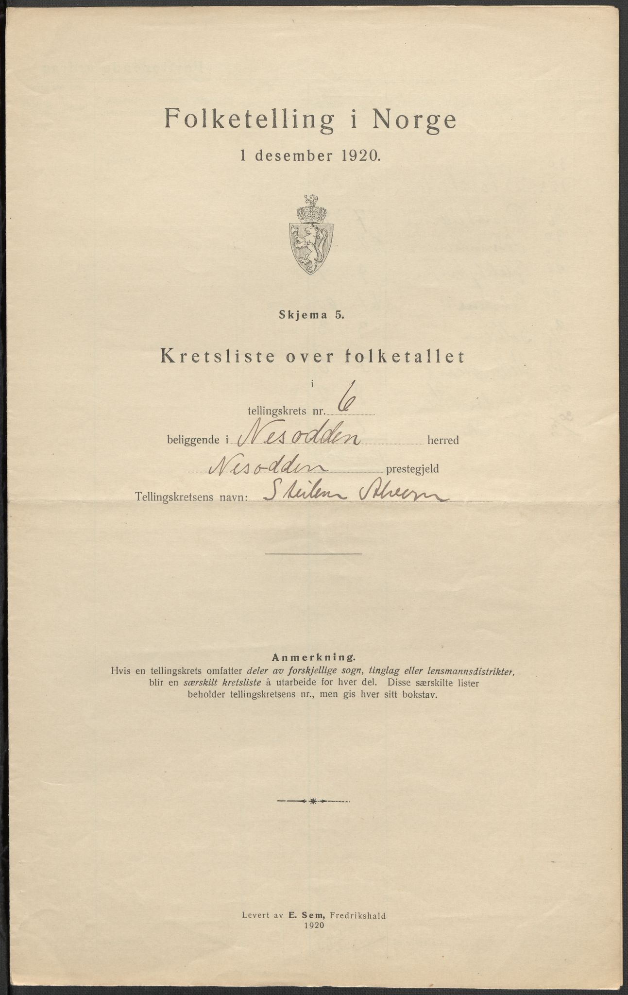 SAO, 1920 census for Nesodden, 1920, p. 31