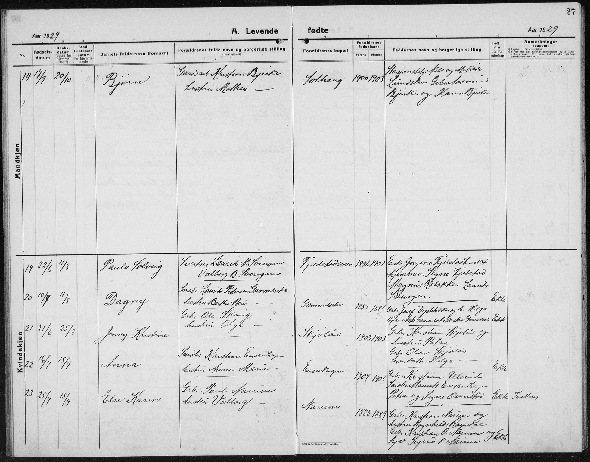 Kolbu prestekontor, AV/SAH-PREST-110/H/Ha/Hab/L0002: Parish register (copy) no. 2, 1925-1942, p. 27