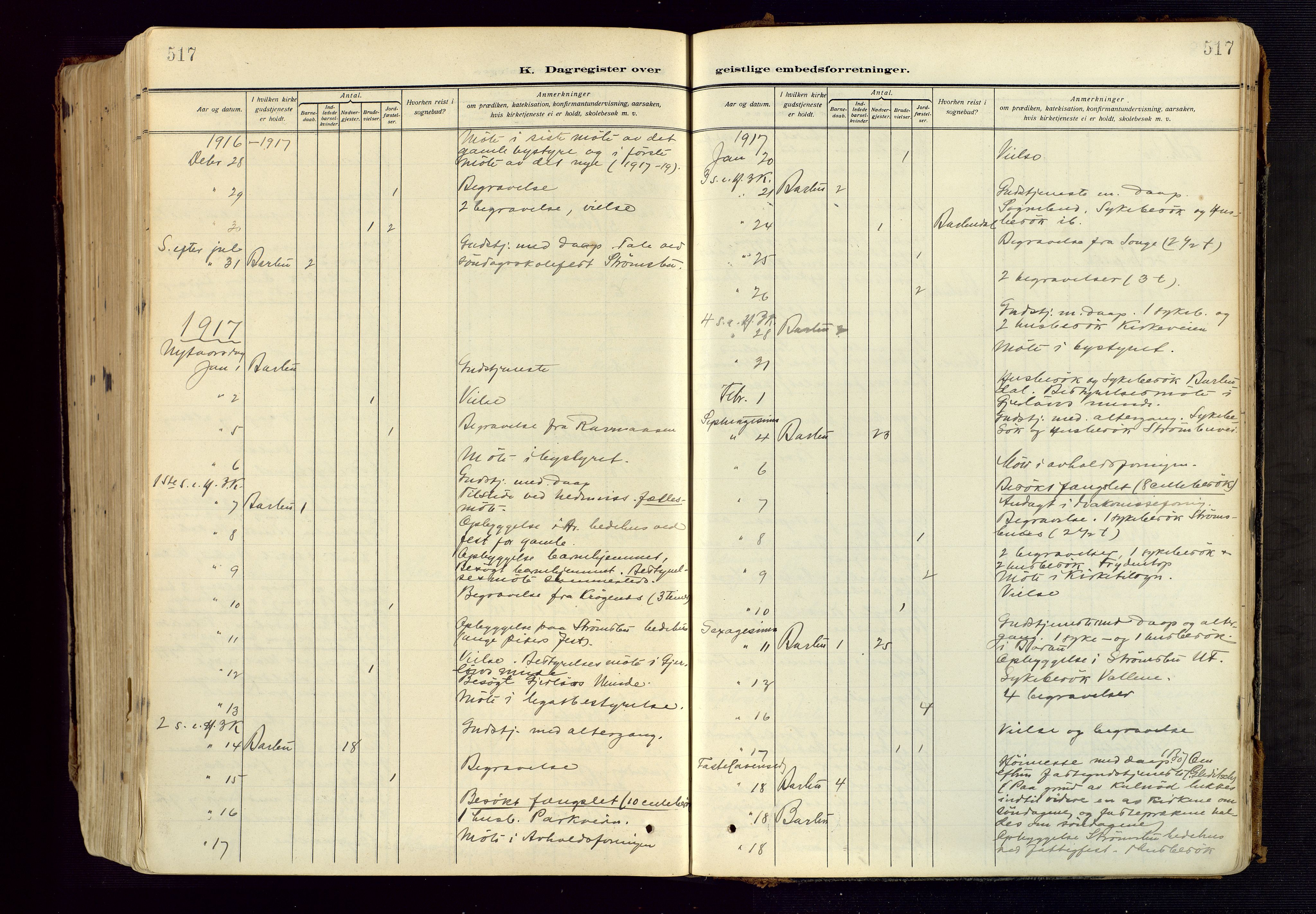 Barbu sokneprestkontor, SAK/1111-0003/F/Fa/L0006: Parish register (official) no. A 6, 1910-1929, p. 517