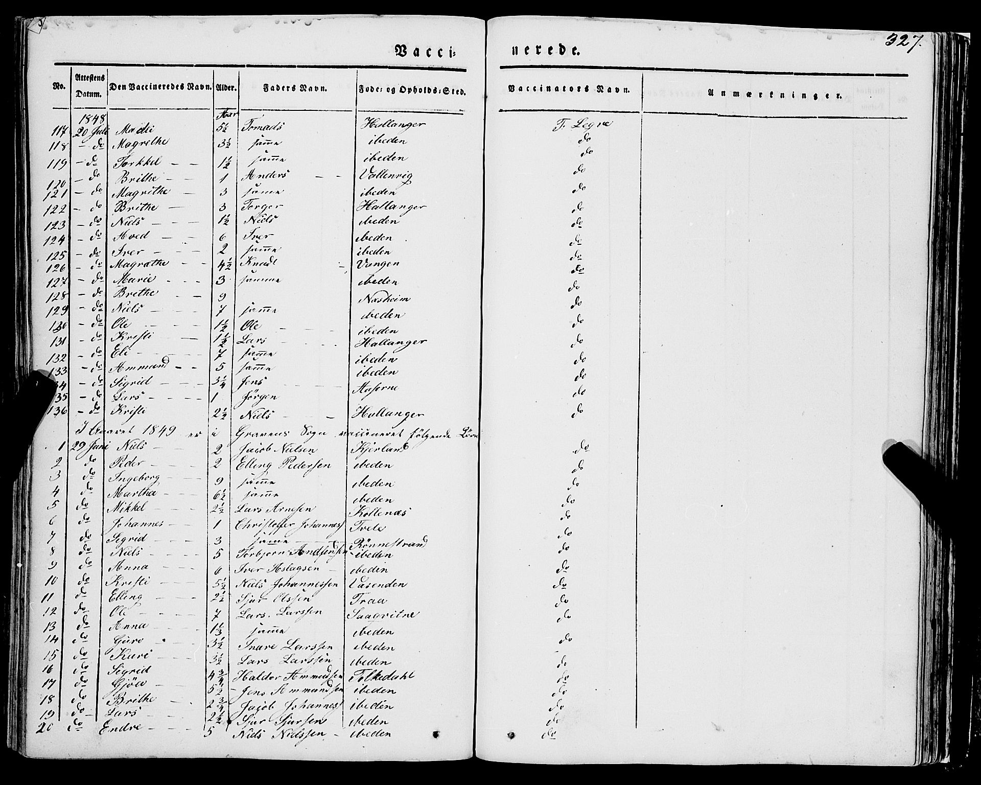 Ulvik sokneprestembete, AV/SAB-A-78801/H/Haa: Parish register (official) no. A 12, 1839-1853, p. 327