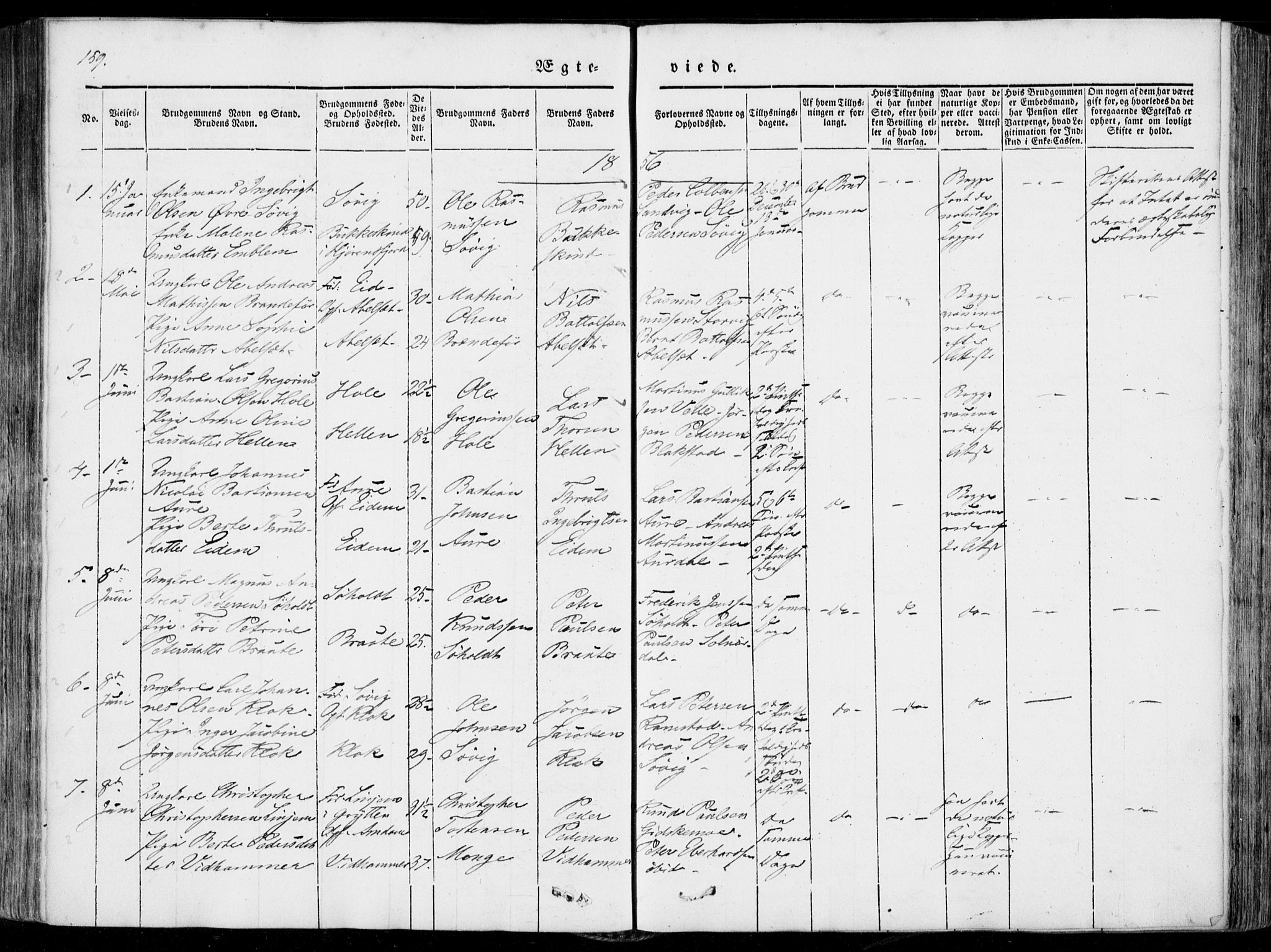 Ministerialprotokoller, klokkerbøker og fødselsregistre - Møre og Romsdal, SAT/A-1454/522/L0313: Parish register (official) no. 522A08, 1852-1862, p. 159