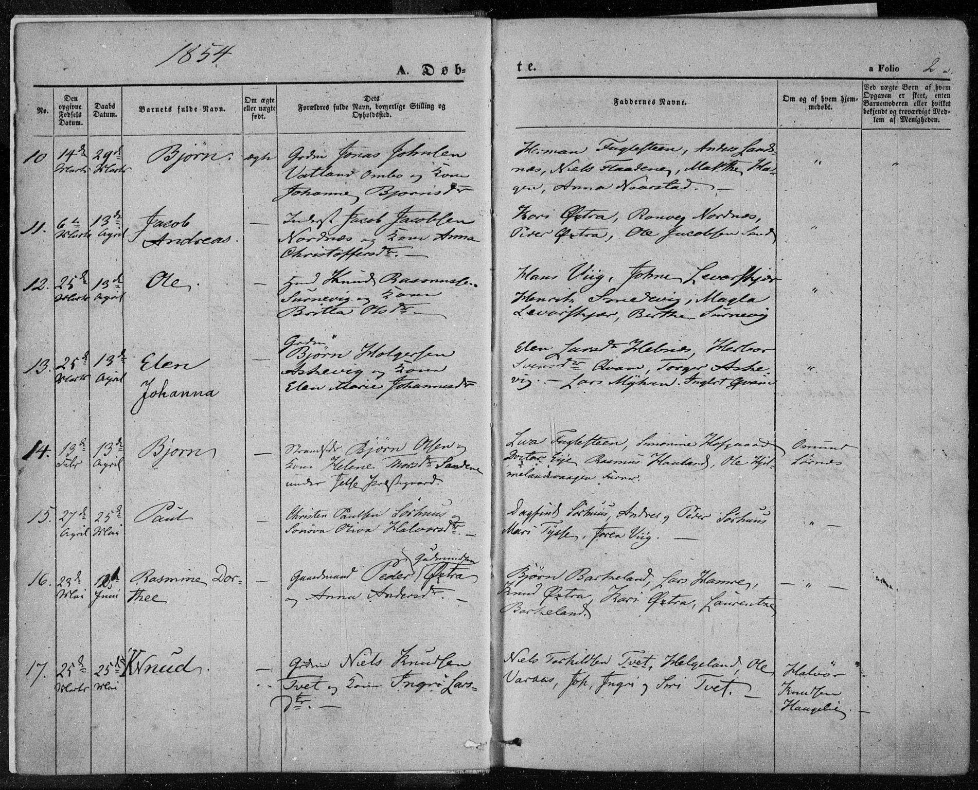 Jelsa sokneprestkontor, AV/SAST-A-101842/01/IV: Parish register (official) no. A 7, 1854-1866, p. 2