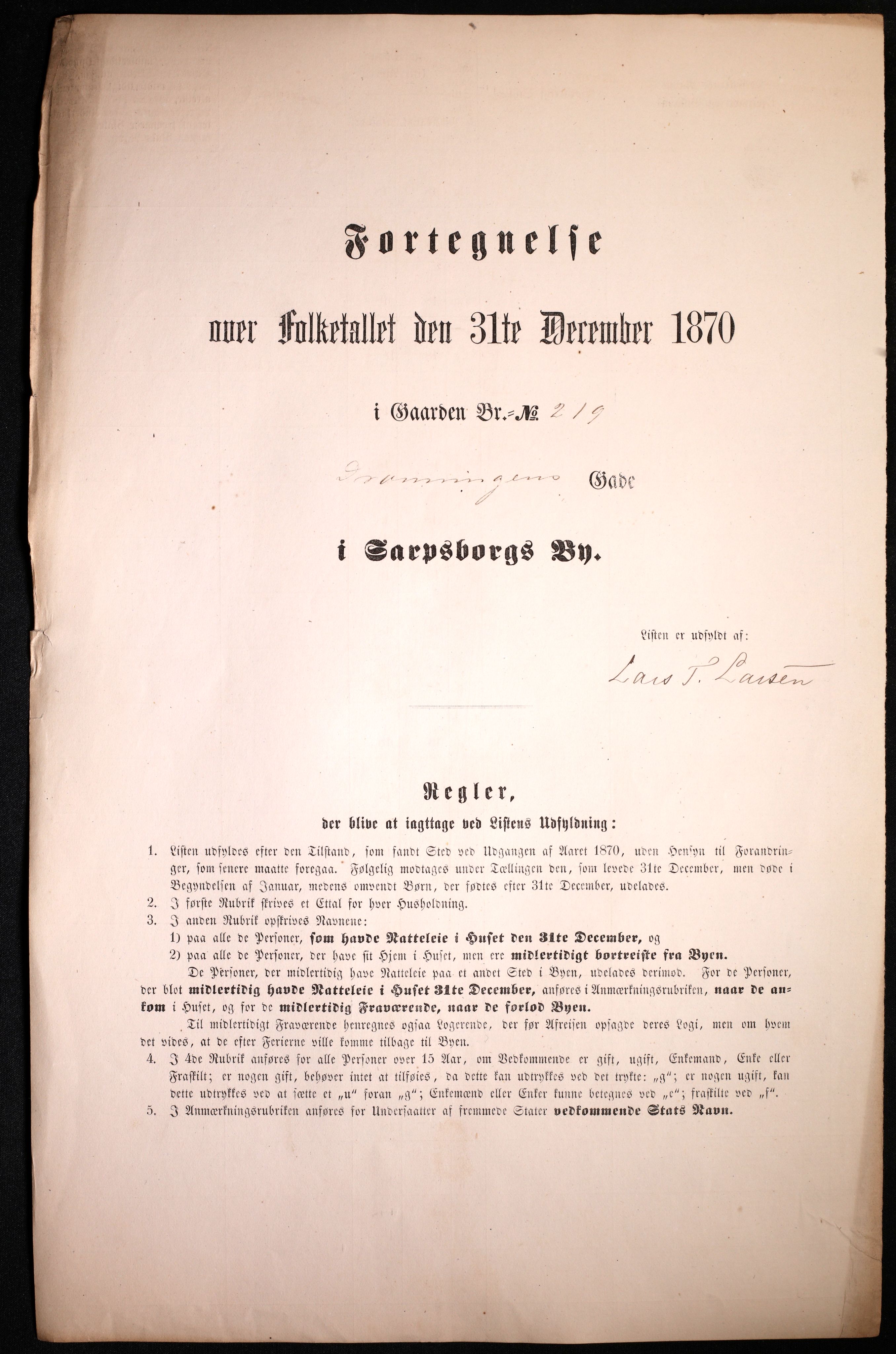 RA, 1870 census for 0102 Sarpsborg, 1870, p. 11