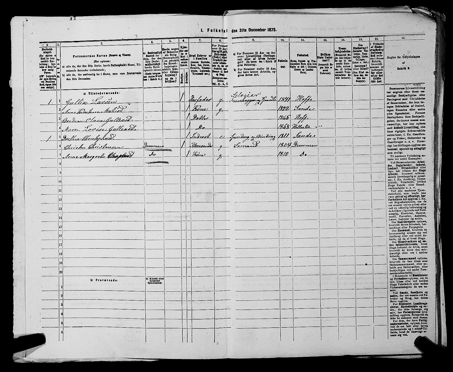 SAKO, 1875 census for 0715P Botne, 1875, p. 474