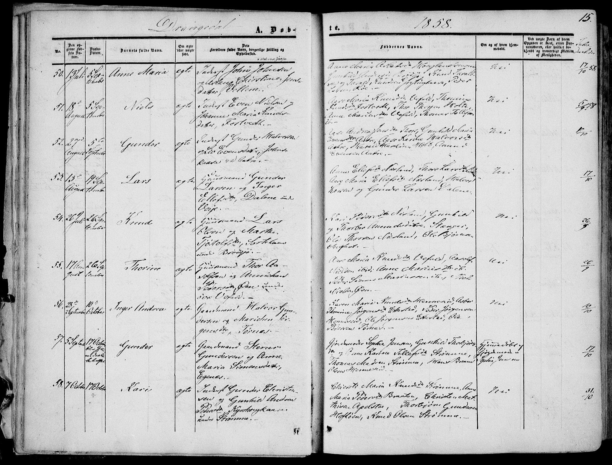 Drangedal kirkebøker, SAKO/A-258/F/Fa/L0008: Parish register (official) no. 8, 1857-1871, p. 15