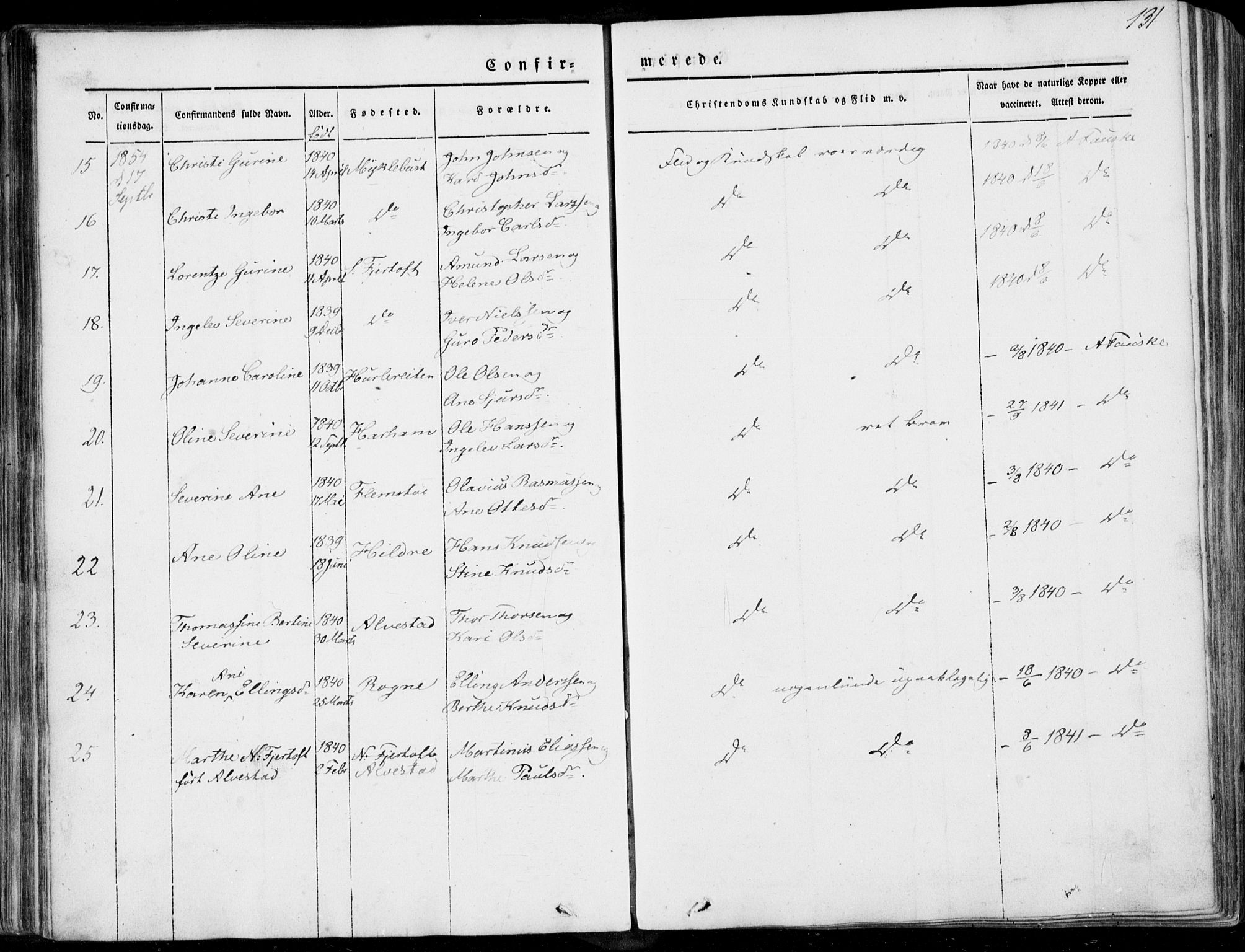 Ministerialprotokoller, klokkerbøker og fødselsregistre - Møre og Romsdal, AV/SAT-A-1454/536/L0497: Parish register (official) no. 536A06, 1845-1865, p. 131