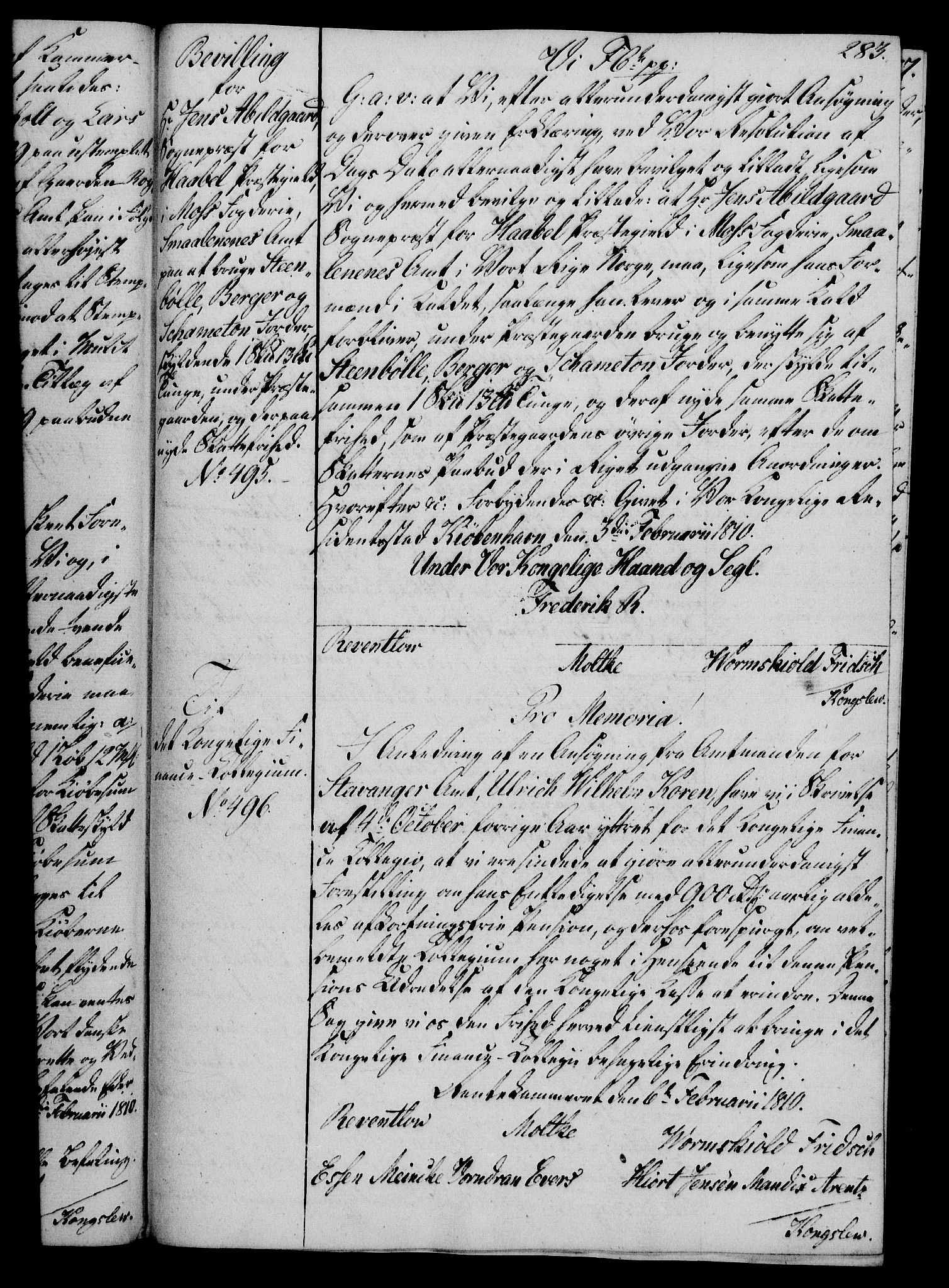 Rentekammeret, Kammerkanselliet, RA/EA-3111/G/Gg/Gga/L0019: Norsk ekspedisjonsprotokoll med register (merket RK 53.19), 1807-1810, p. 283