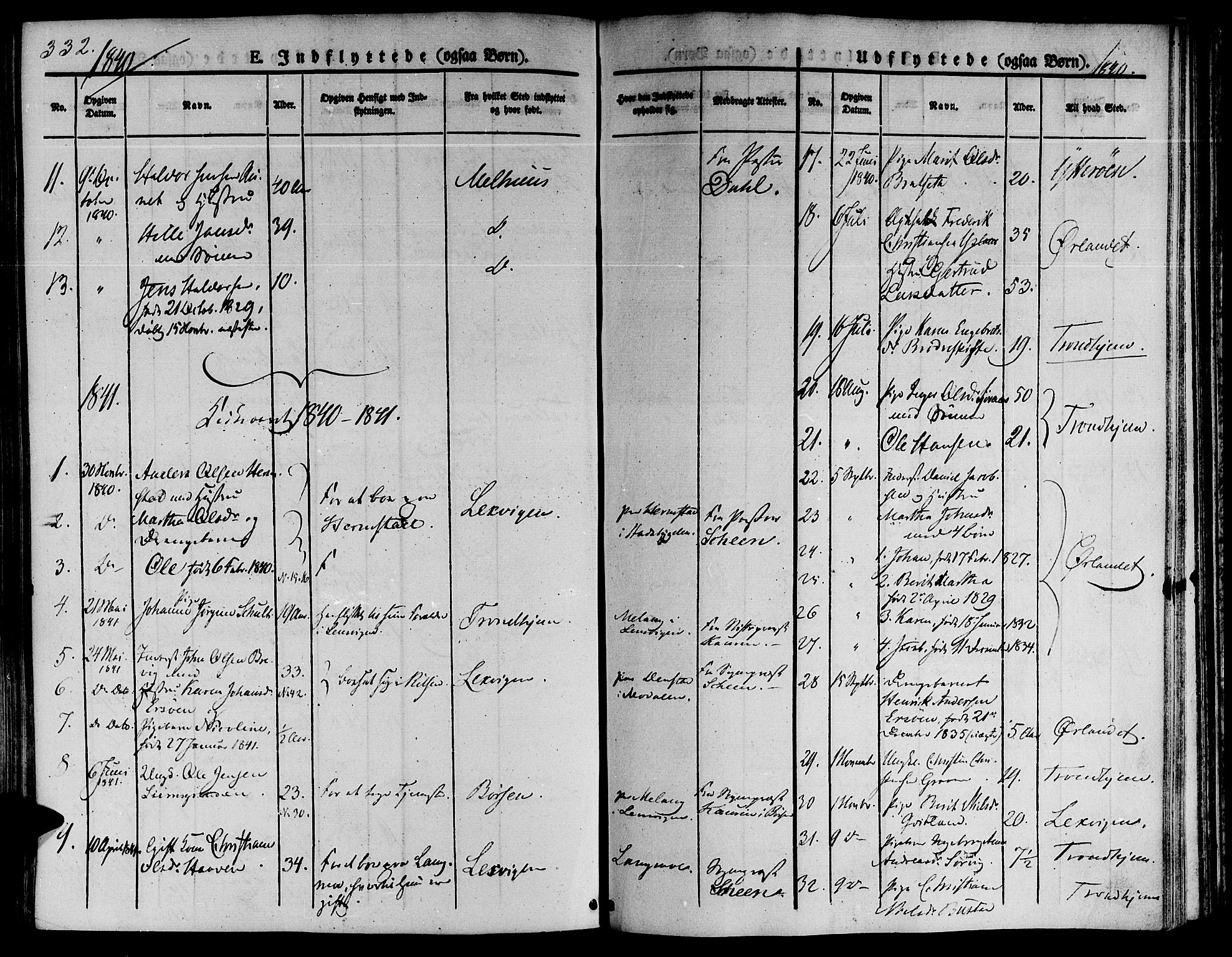 Ministerialprotokoller, klokkerbøker og fødselsregistre - Sør-Trøndelag, SAT/A-1456/646/L0610: Parish register (official) no. 646A08, 1837-1847, p. 332