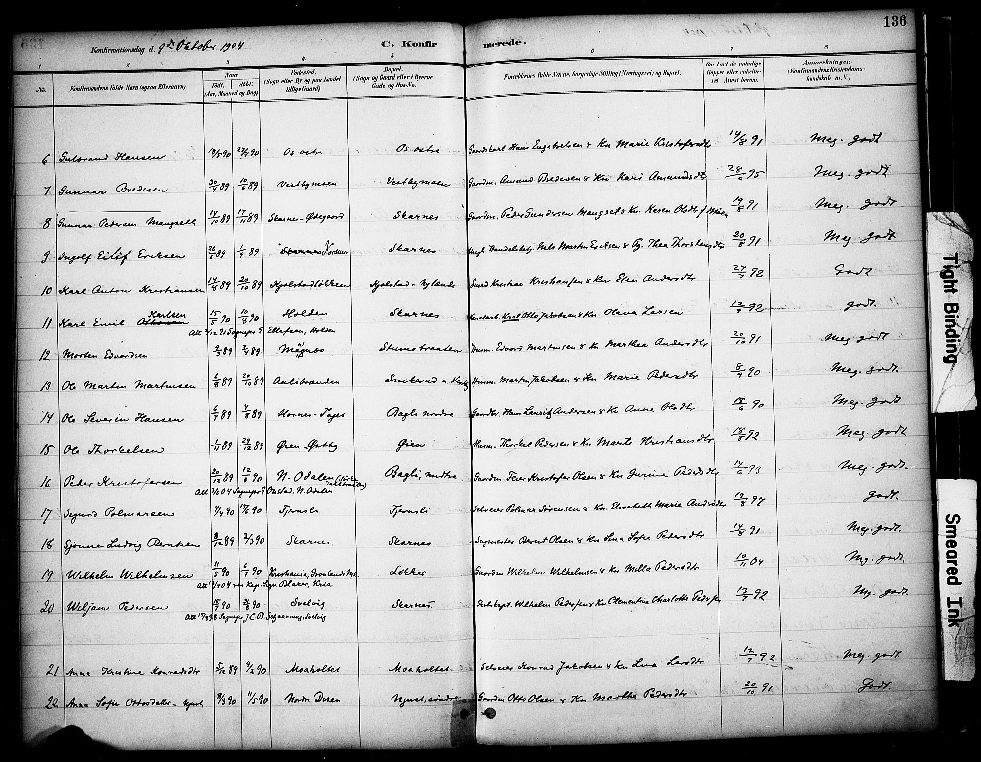 Sør-Odal prestekontor, SAH/PREST-030/H/Ha/Haa/L0009: Parish register (official) no. 9, 1886-1926, p. 136