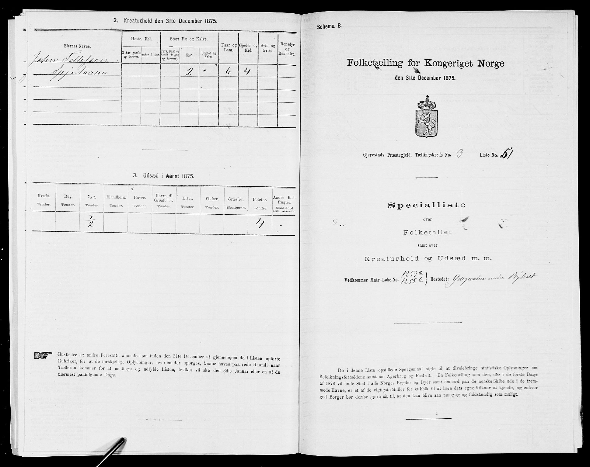 SAK, 1875 census for 0911P Gjerstad, 1875, p. 380