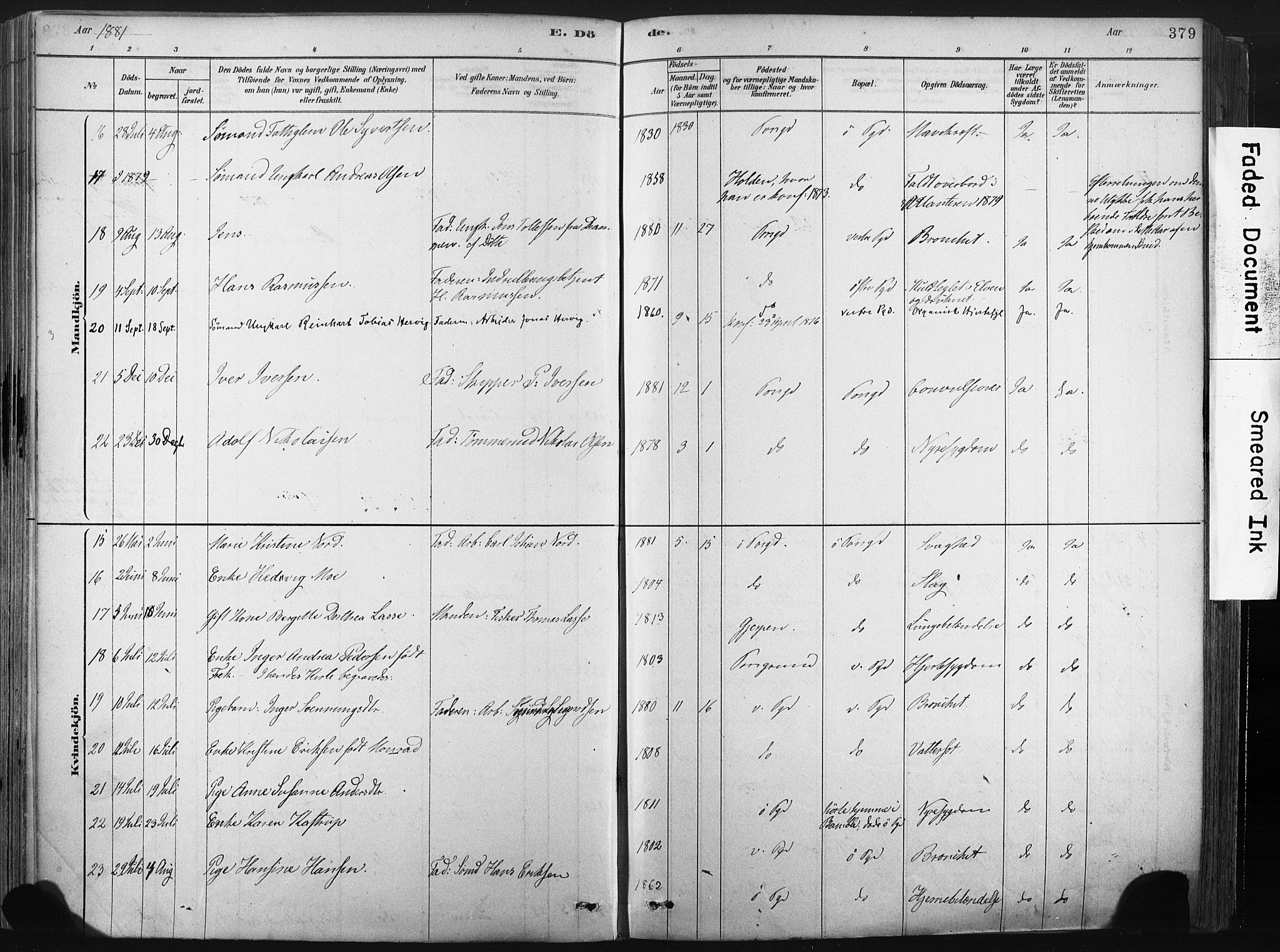 Porsgrunn kirkebøker , SAKO/A-104/F/Fa/L0008: Parish register (official) no. 8, 1878-1895, p. 379