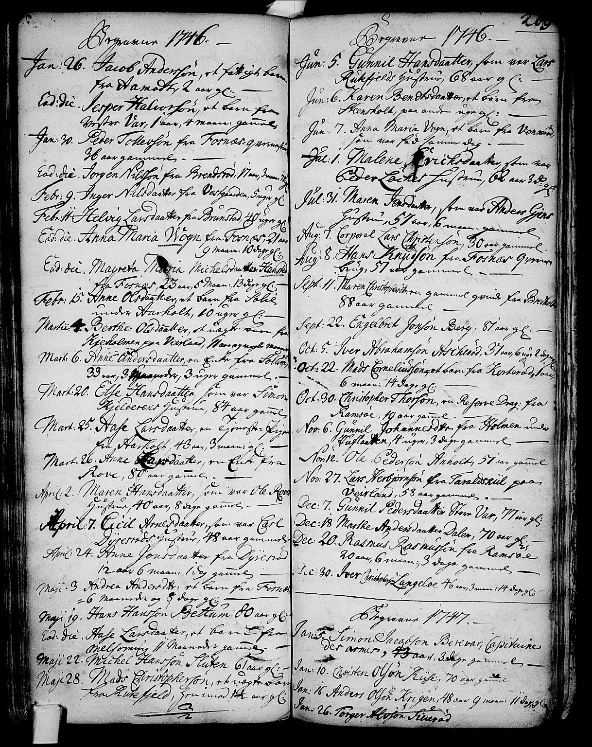 Stokke kirkebøker, AV/SAKO-A-320/F/Fa/L0002: Parish register (official) no. I 2, 1732-1770, p. 209