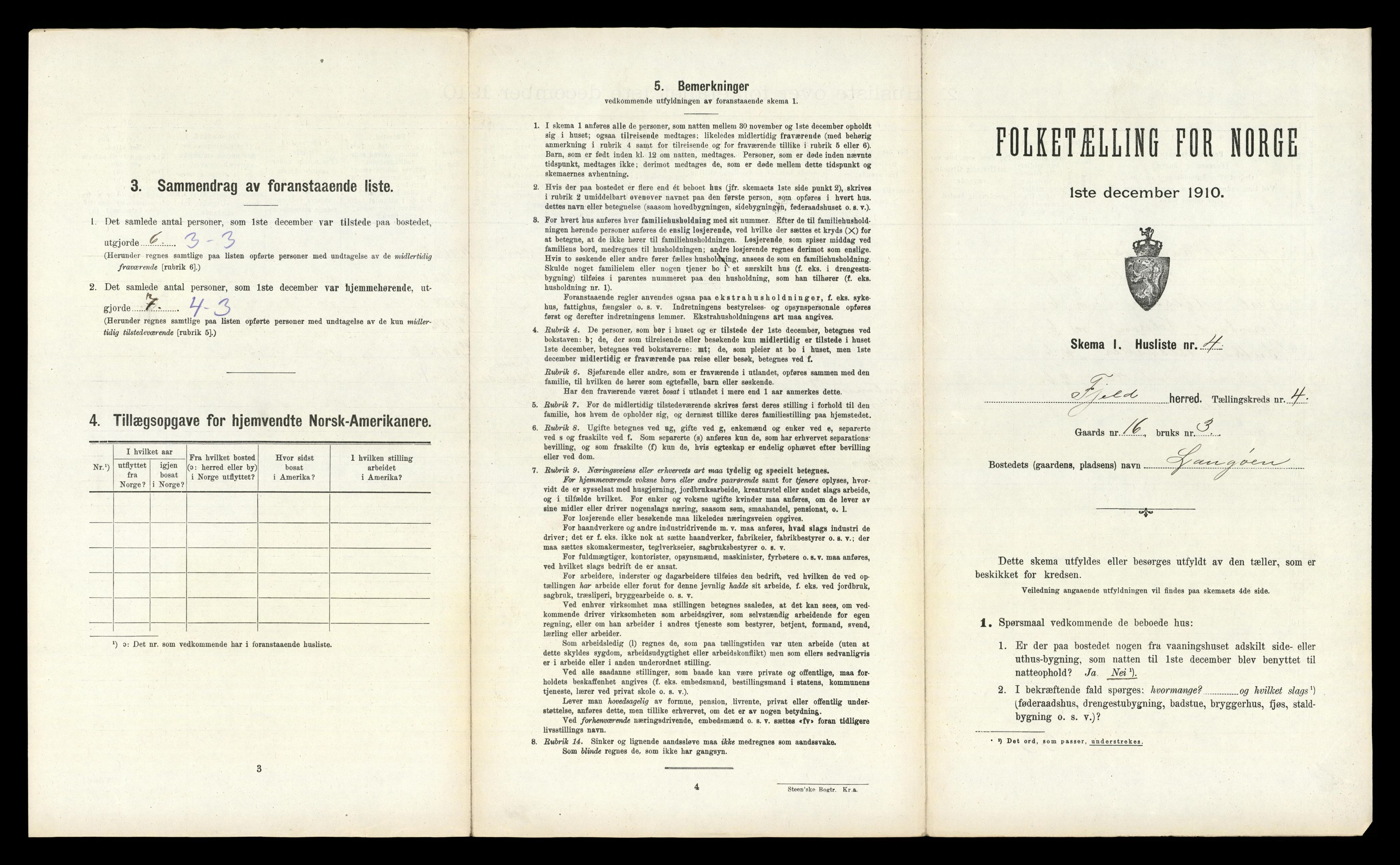 RA, 1910 census for Fjell, 1910, p. 395