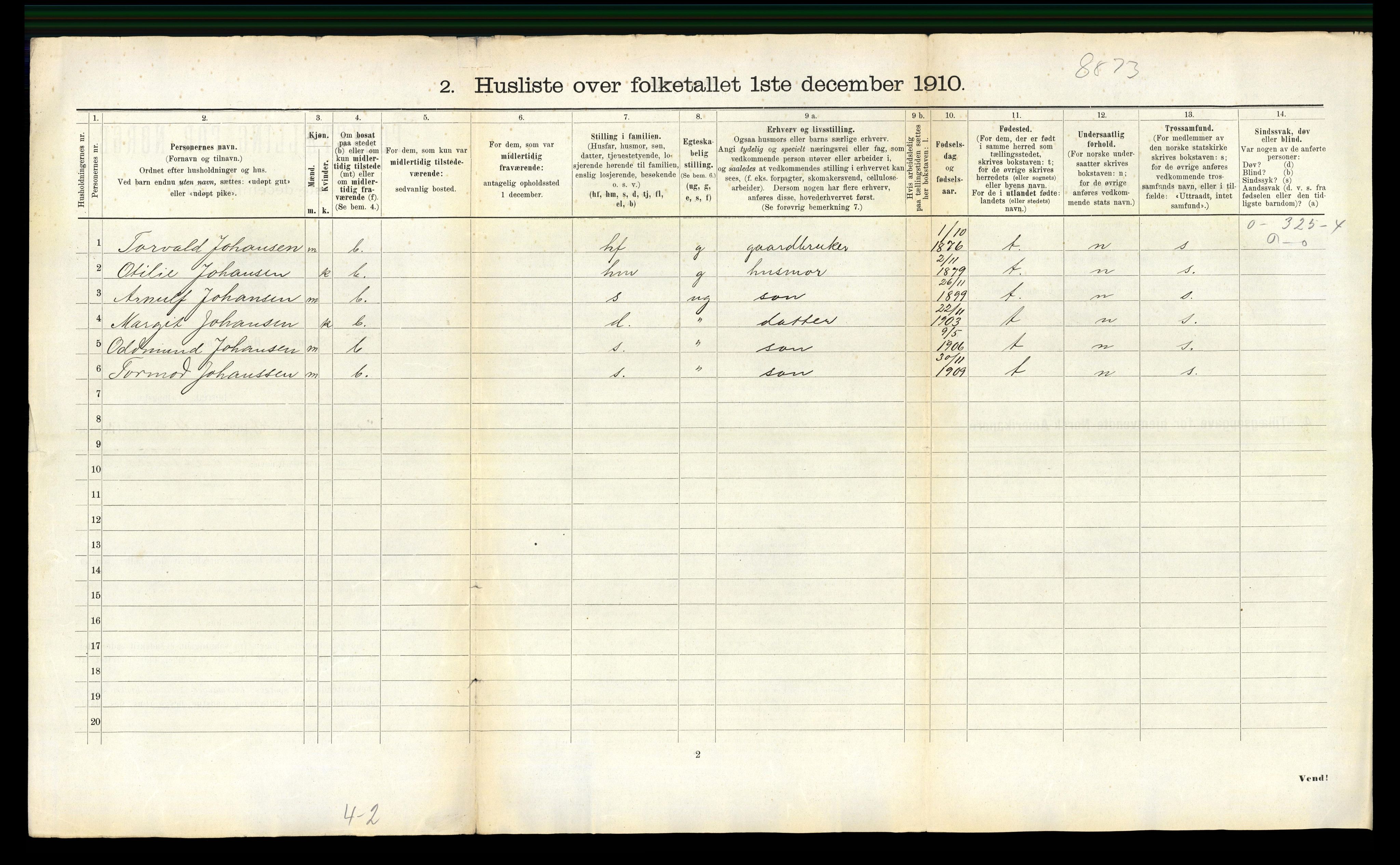 RA, 1910 census for Levanger, 1910, p. 357