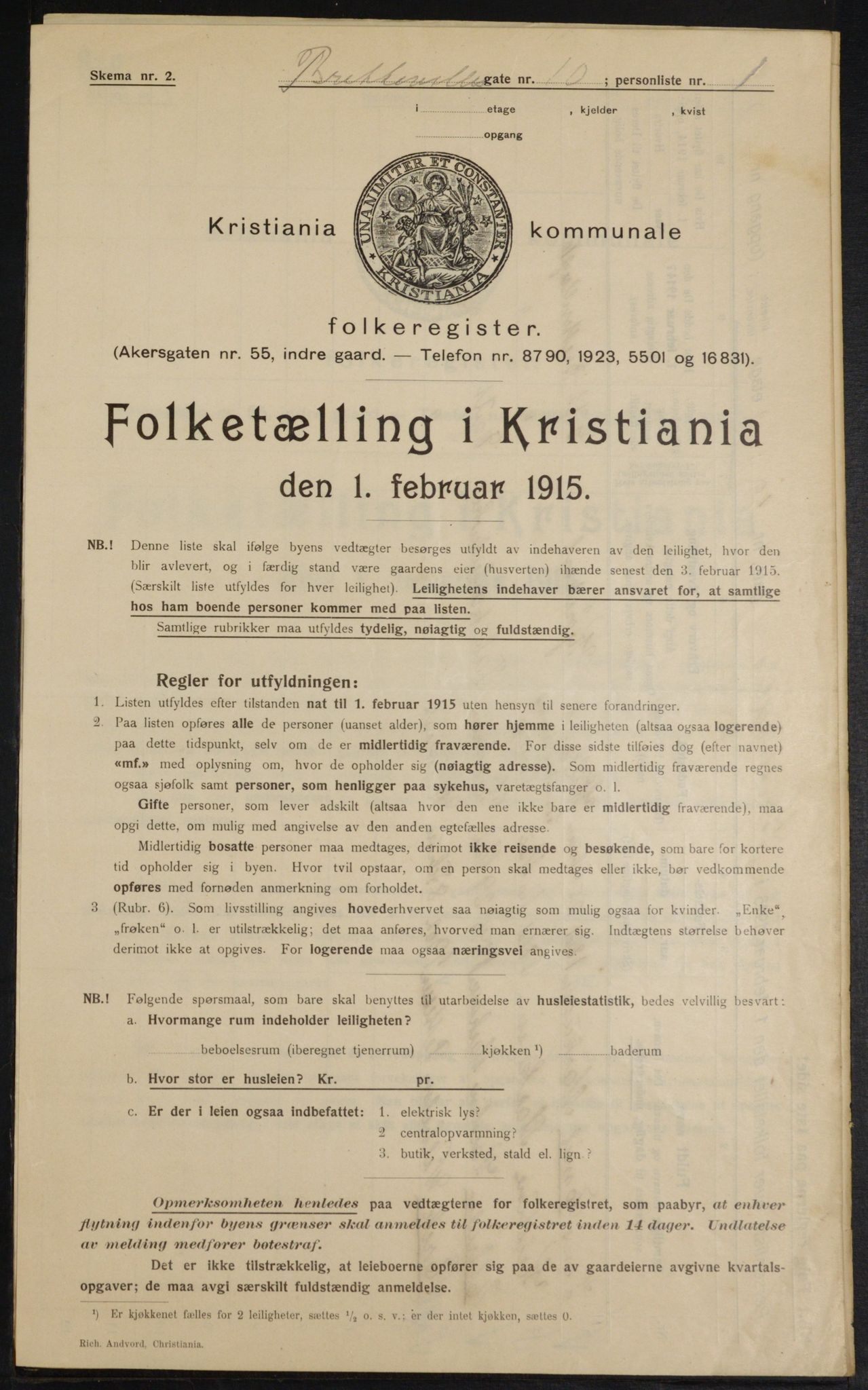 OBA, Municipal Census 1915 for Kristiania, 1915, p. 8681